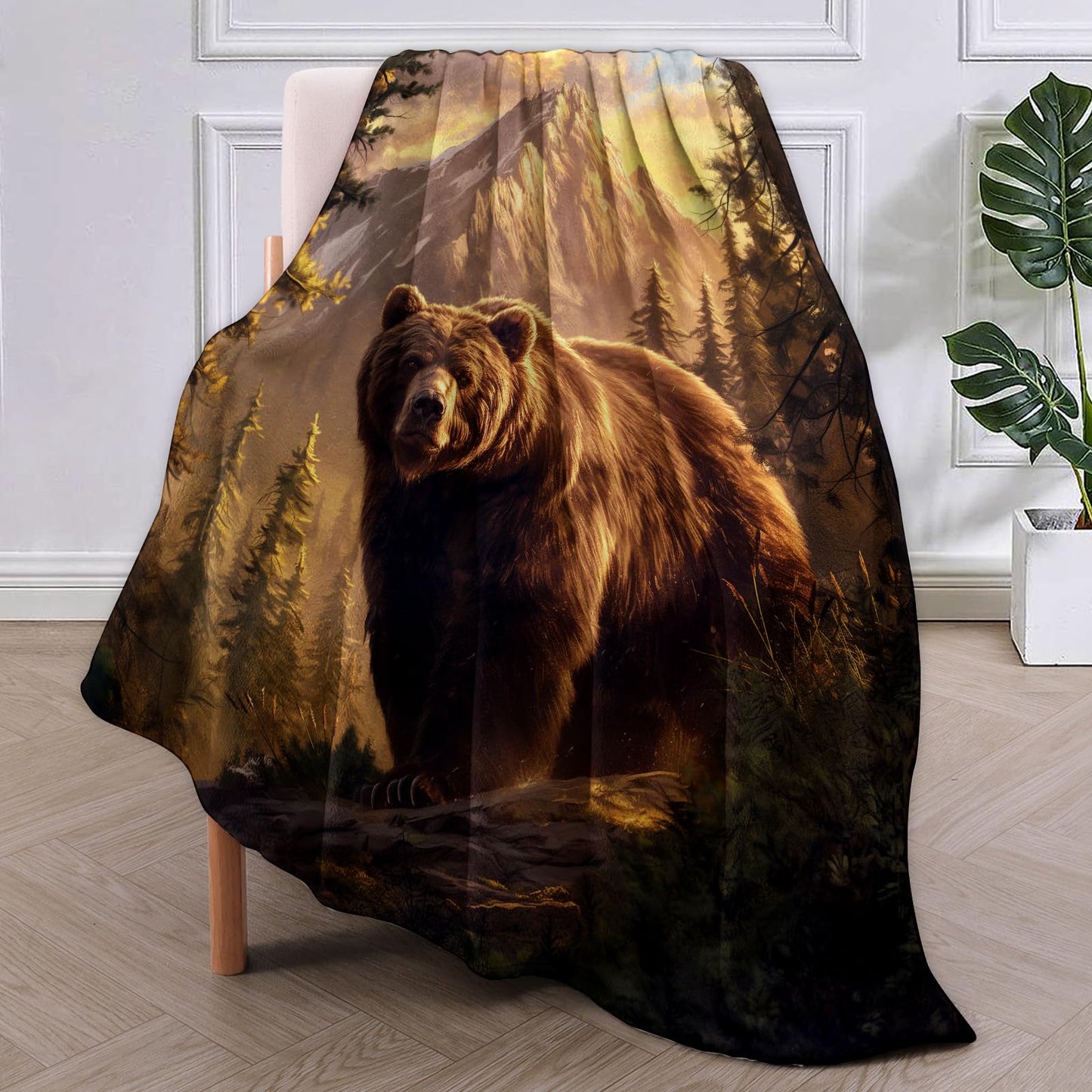 Bear Blanket Gifts for Women Girls Adults Soft Warm Lightweight Cozy Plush Wild Animal Throw Blankets for Bedroom Living Room Sofa Home Decor 60"x50"