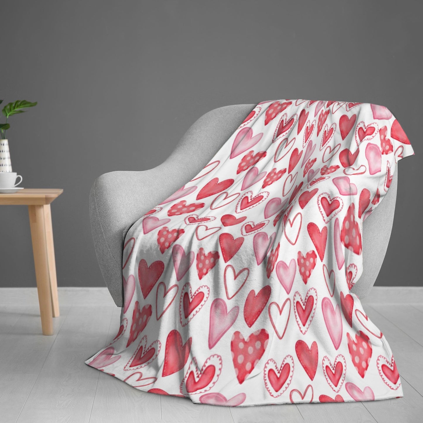 Love Heart Throw Blanket Soft Plush Heart Lightweight Flannel Blanket for Sofa Bed Couch Chair 60x80 inches