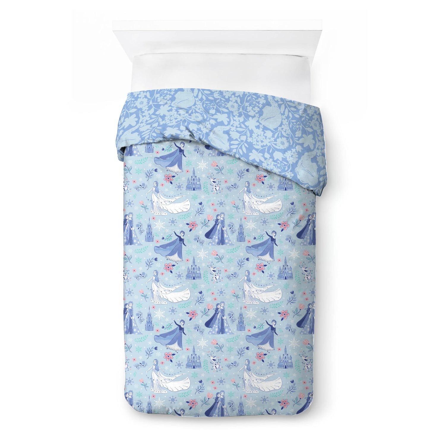 Jay Franco Kids Duvet Cover Set with Sham & Pillowcase – Ultra-Soft Bedding for Room Decor, Cover ONLY Comforter NOT Included, Blue - Frozen, 2 Piece Twin