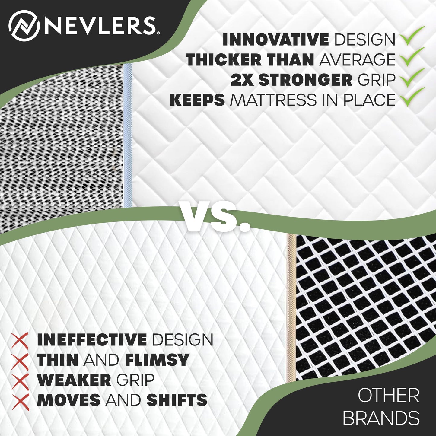 Nevlers 72" x 54" Queen Size Open-Weave Non Slip Mattress Gripper Pad