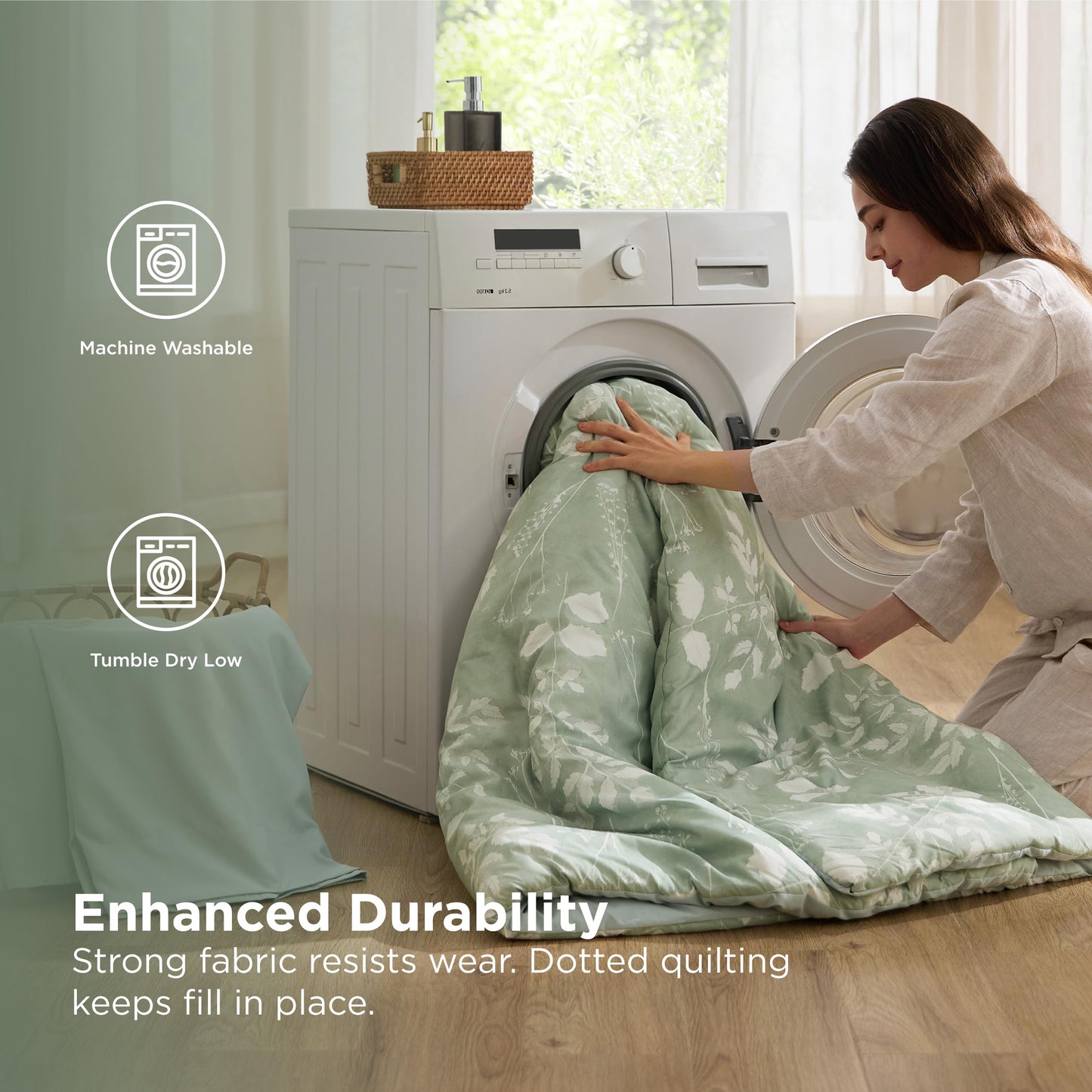Bedsure Queen Comforter Set - 7 Pieces Floral Sage Green GentleSoft™ Bedding Sets, Queen Bed in a Bag with Botanical Flowers Winter Comforter, Sheets, Pillowcases & Shams