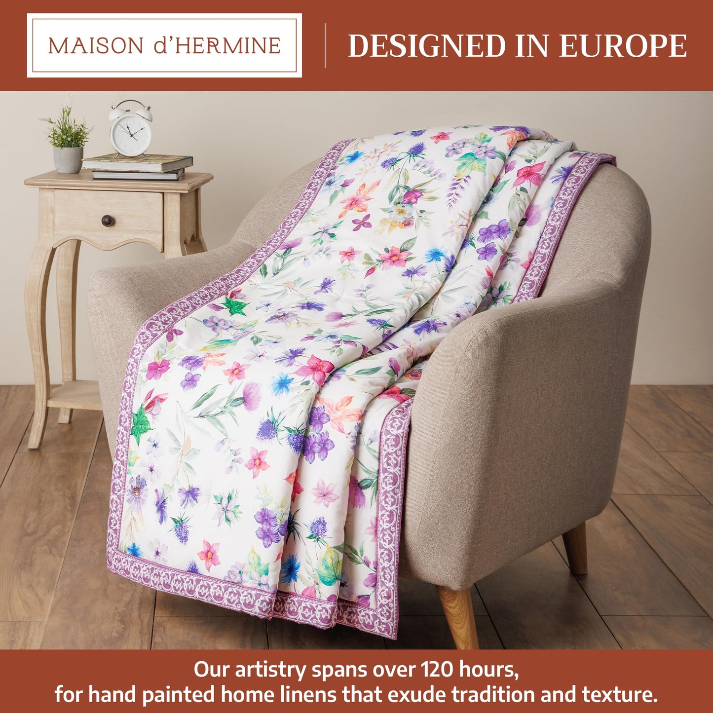 Maison d' Hermine Throw Blanket for Couch Lightweight Soft Warm Breathable Cotton Throw Blankets for Bed Girls Boys Women Men Gifts Sofa Travel Living Room Spring Summer (Chardon, 60" X 80")