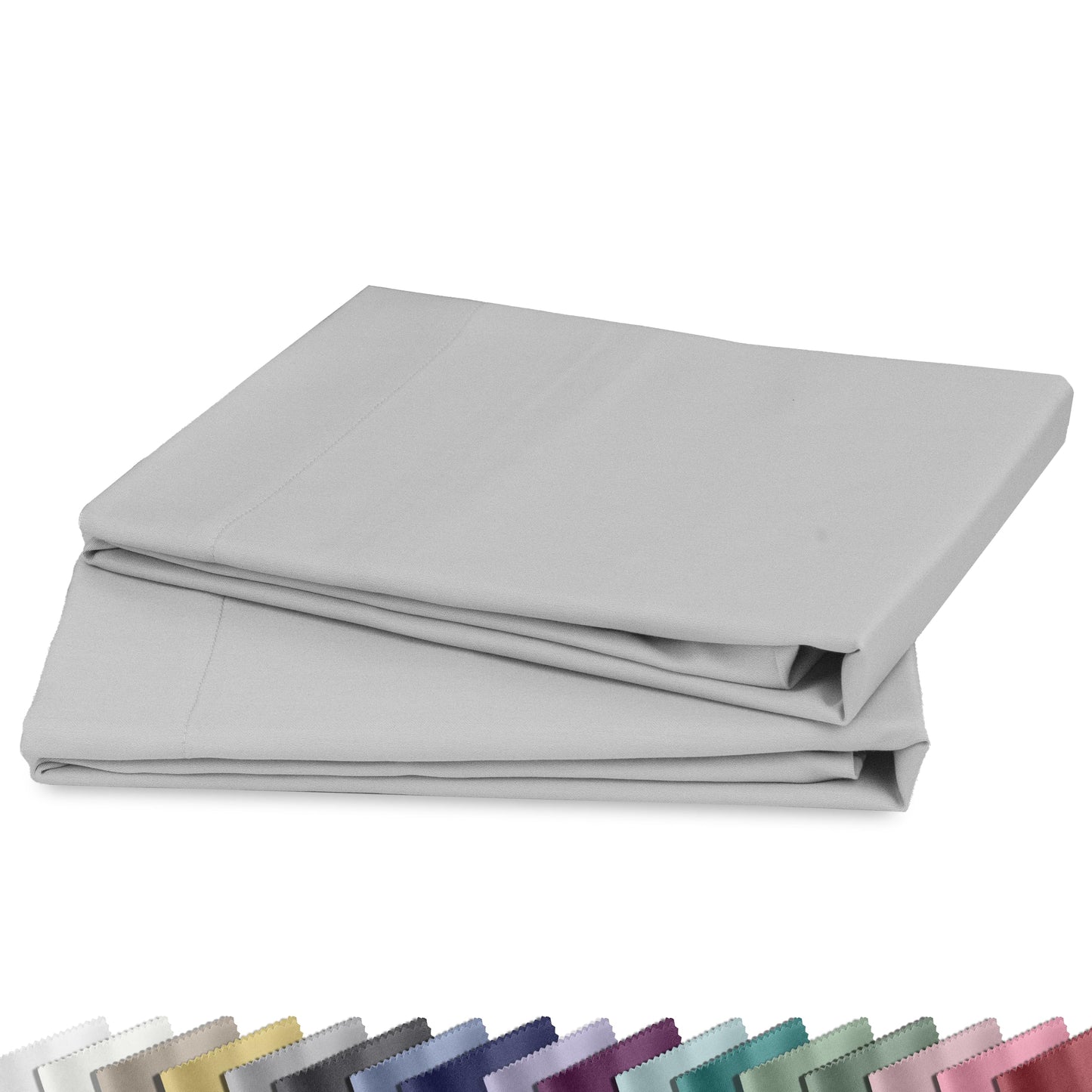 California Design Den 100% Cotton Pillow Cases Standard Size Set of 2, Soft Sateen Weave Pillow Cases Queen (Light Grey)