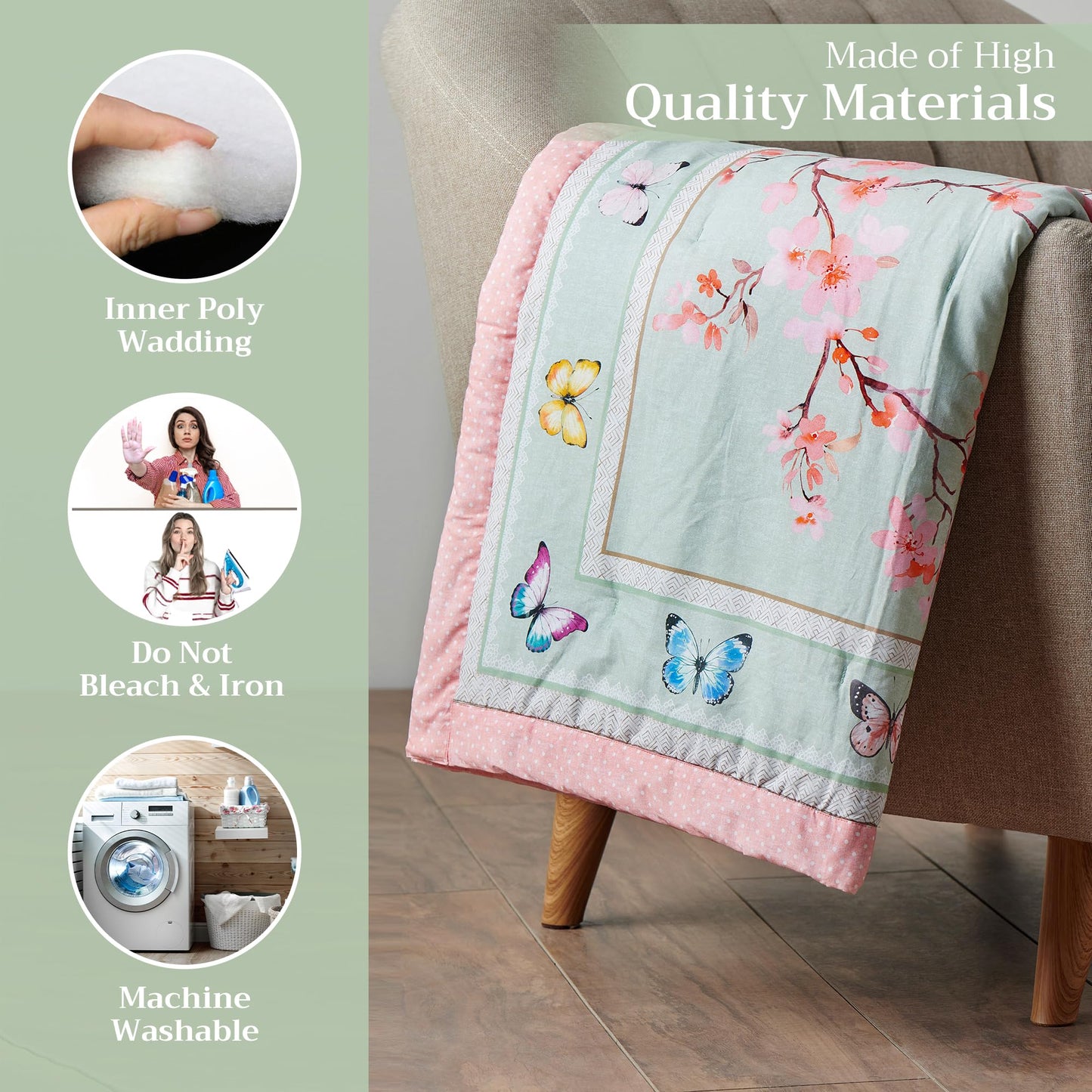 Maison d' Hermine Throw Blanket for Couch Lightweight Soft Warm Breathable Cotton Throw Blankets for Bed Girls Boys Women Men Gifts Travel Living Spring Summer (Blossoms in Spring, 60" X 80")