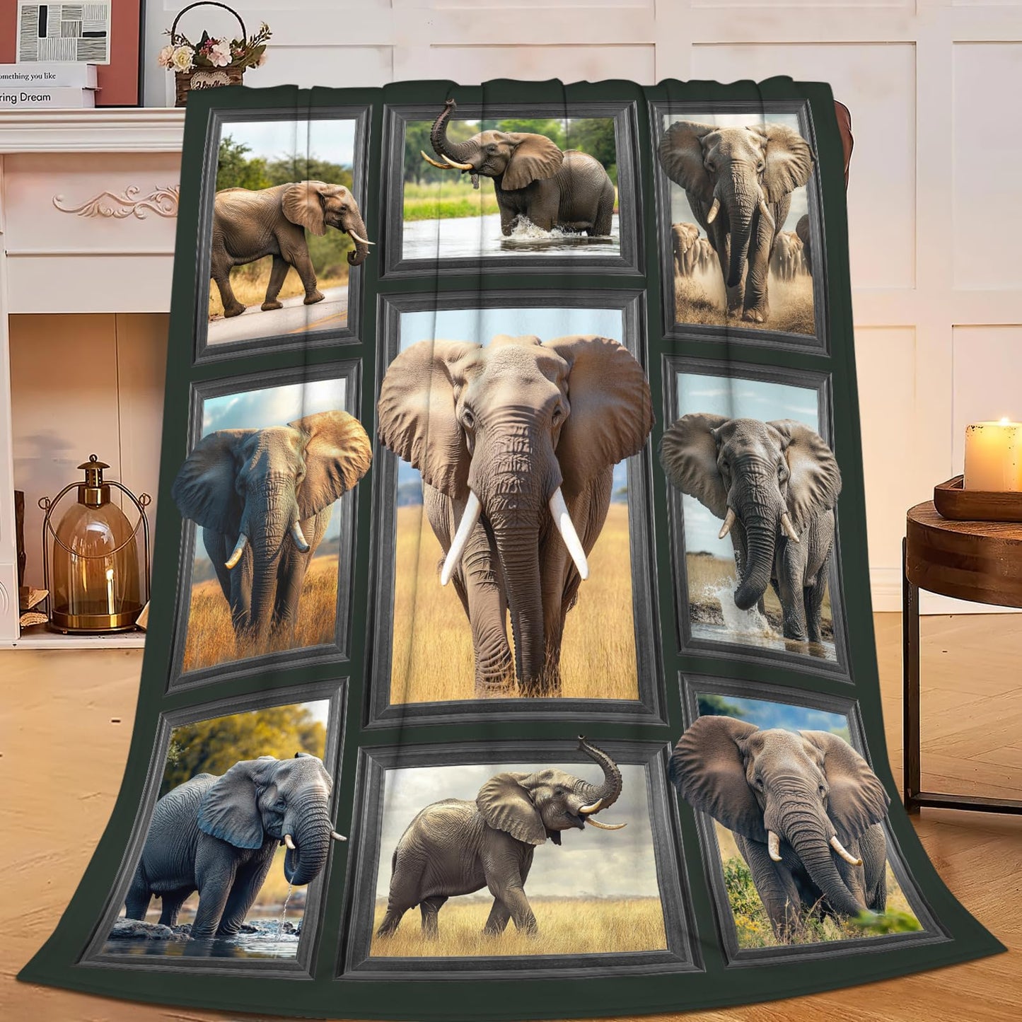 Lovira Elephant Throw Blanket Safari Animal Throw Blankets Gifts Stuff Decor Fleece Plush Flannel for Lover Men Women 40"x50"