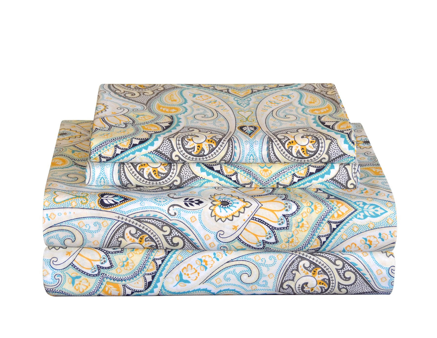 Pointehaven Bedding 3 Pieces Twin 100% Cotton Percale Sheets- Printed Bed Sheet & Pillowcase Sets- Soft Cotton Bed Sheets Set- Fits Mattress 18 inches Deep Pocket (Twin, Cypress)