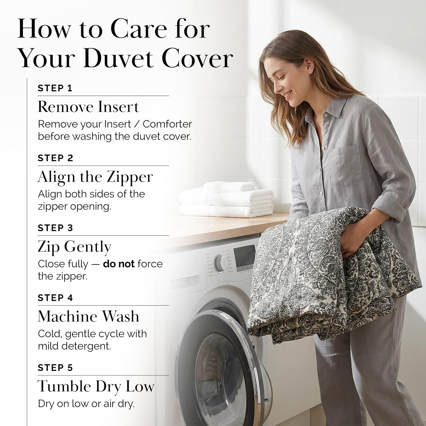 Southshore Fine Living, Inc. Oversized King Duvet Cover Paisley Set – Boho Duvet Cover Cal King with 2 Shams, Zipper Closure, Corner Ties, Easy Care Microfiber, Neutral Bohemian Bedding – Ashanti Grey