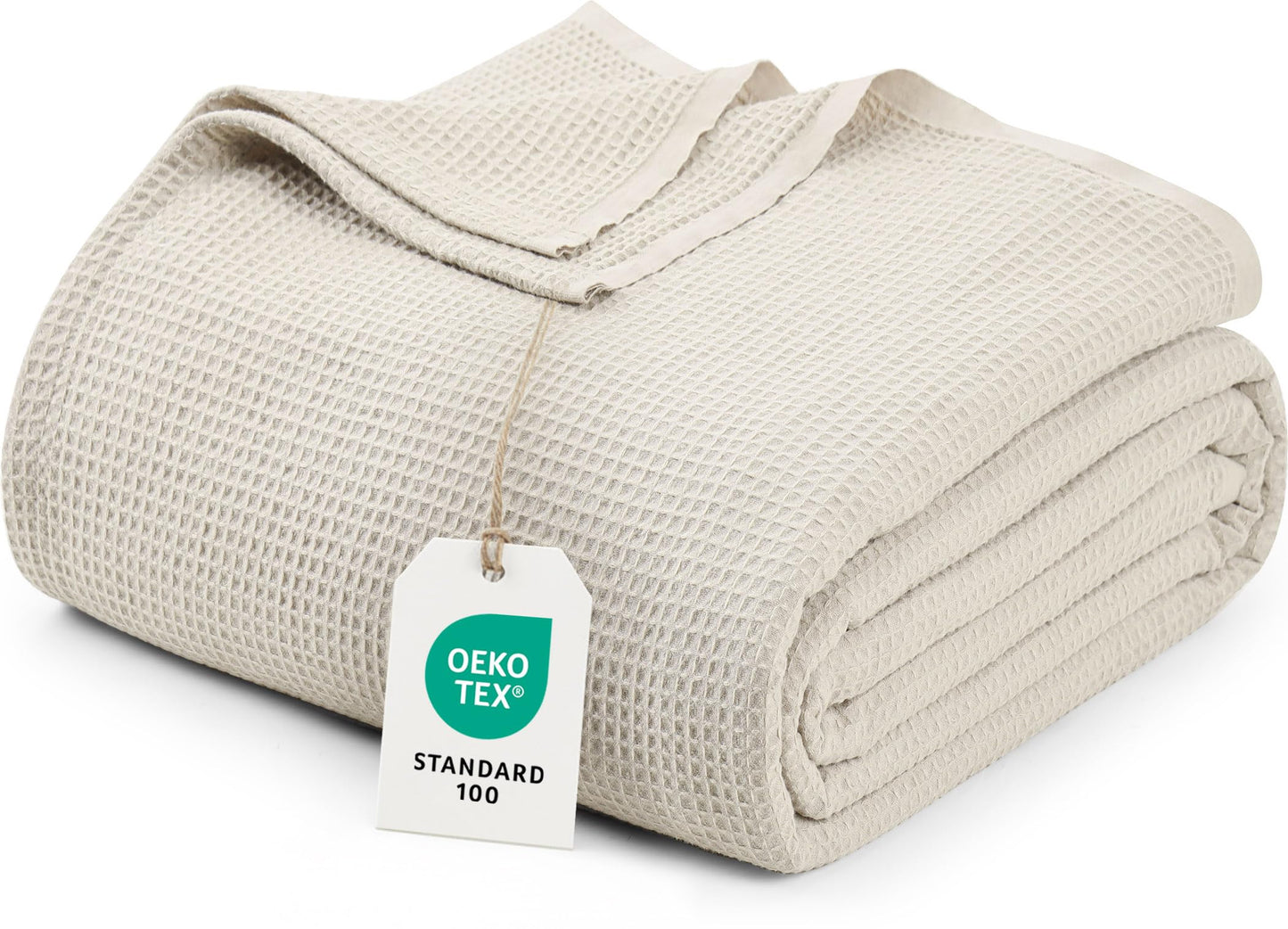 Utopia Bedding Khaki Waffle Blanket Queen Size Soft Lightweight Breathable Cotton Blend Bed Blanket for All Seasons Luxury Throws for Bed Couch and Sofa