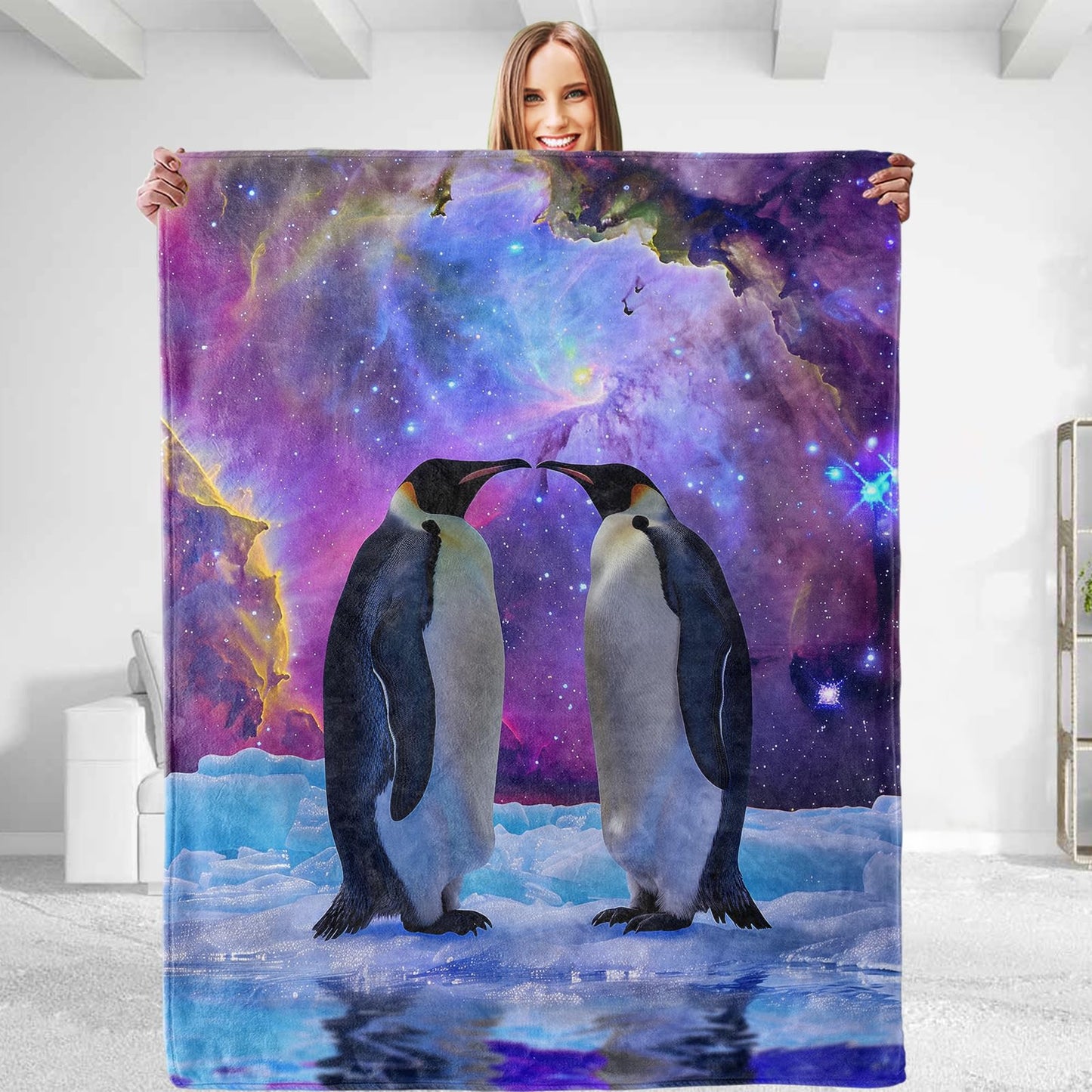 dhakalrlde for Adorable Penguin Throw Blanket - Plush, Soft&Comfy Flannel Blanket - Lightweight Blanket for Couch, Bedroom, Travel, Bed 50in×60in