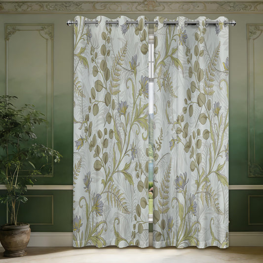 soeeao Sage Green Vintage Botanical Blackout Curtains Patterned Plant Leaf Window Drapes for Bedroom Living Room, 84 inch Length 2 Panels Set, 52x84 inch