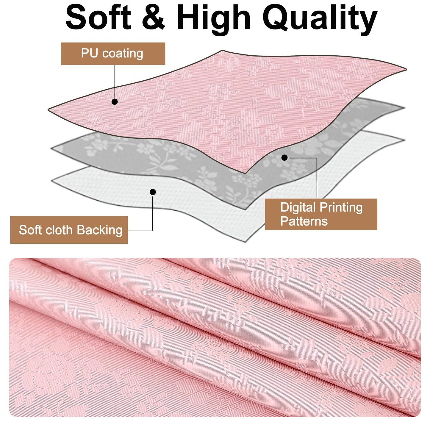 Smiry Square Table Cloth, Waterproof Heavy Duty Vinyl Tablecloths, Wipeable Washable Table Cover for Kitchen and Dining Room (Pink, 70" X 90")