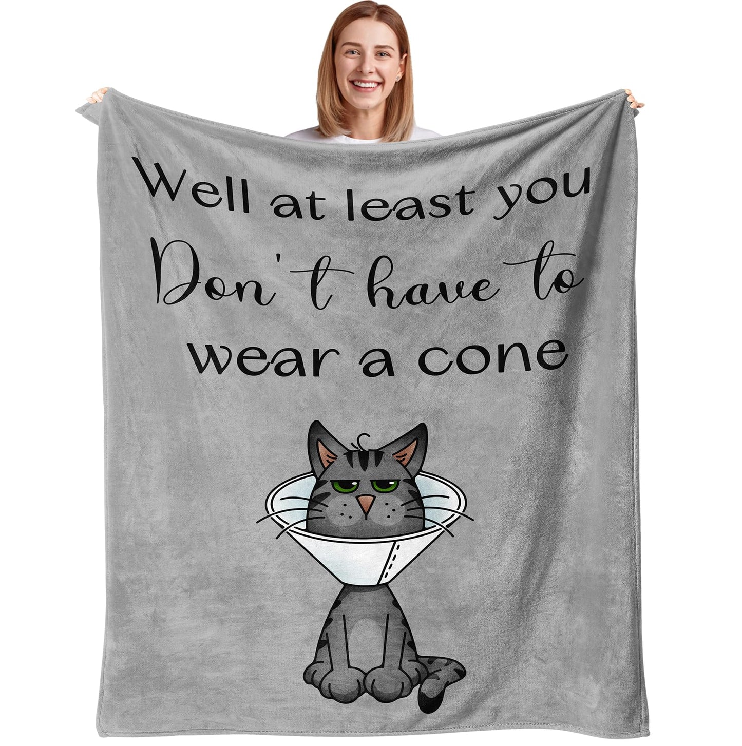 Get Well Gifts for Women/Men After Surgery, Sympathy Gift, Get Well Soon Blanket 50"X60", Feel Better/Surgery Recovery Gifts for Women, After Surgery Gifts, at Least You Dont Have To Wear A Cone Throw