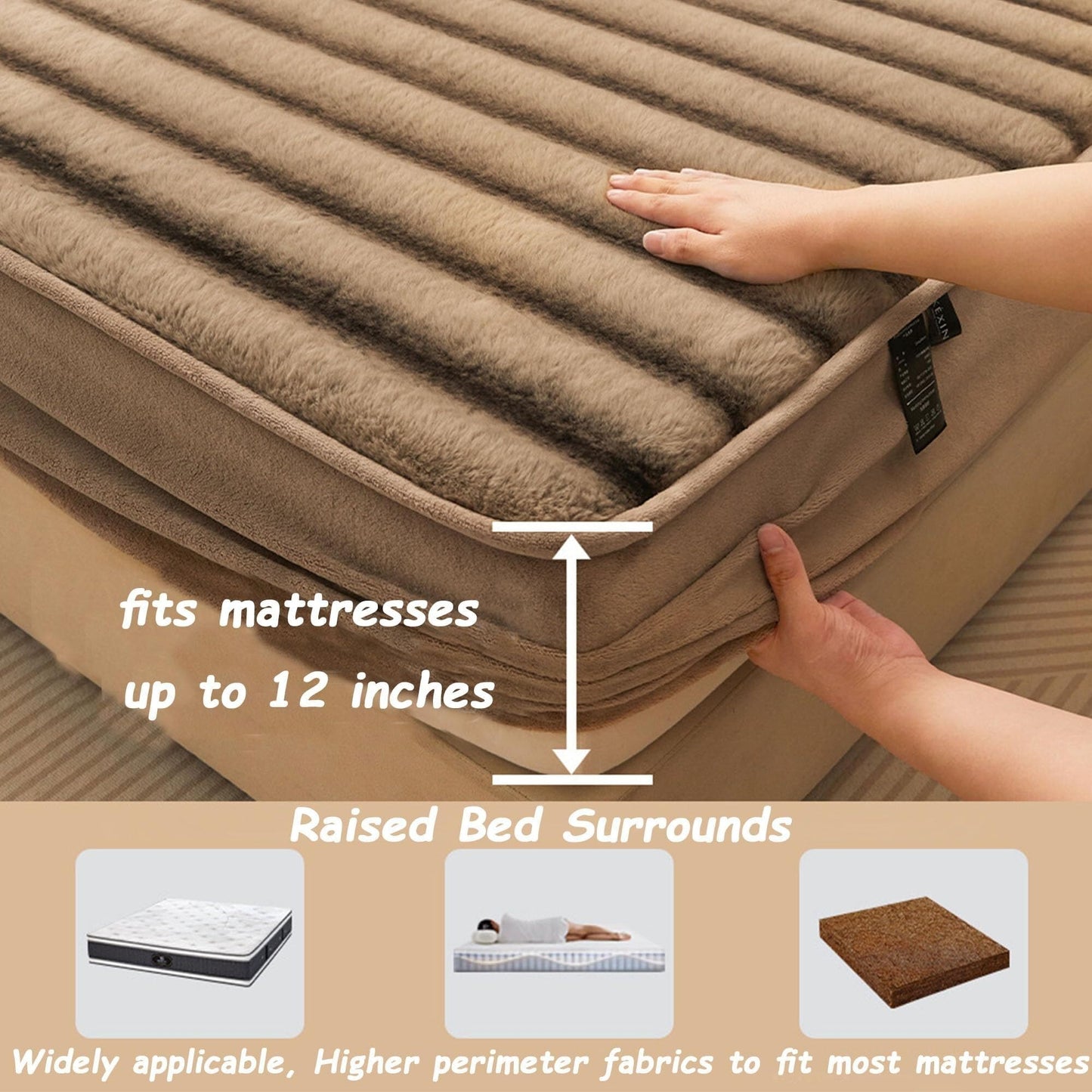 Plush Elastic Bed Sheets, Milk Velvet Fitted Sheets, Faux Rabbit Fur Bottom Sheet with 12" Deep Pocket, Winter Warm Thickened Mattress Cover(Pink,2 Pillowcases)