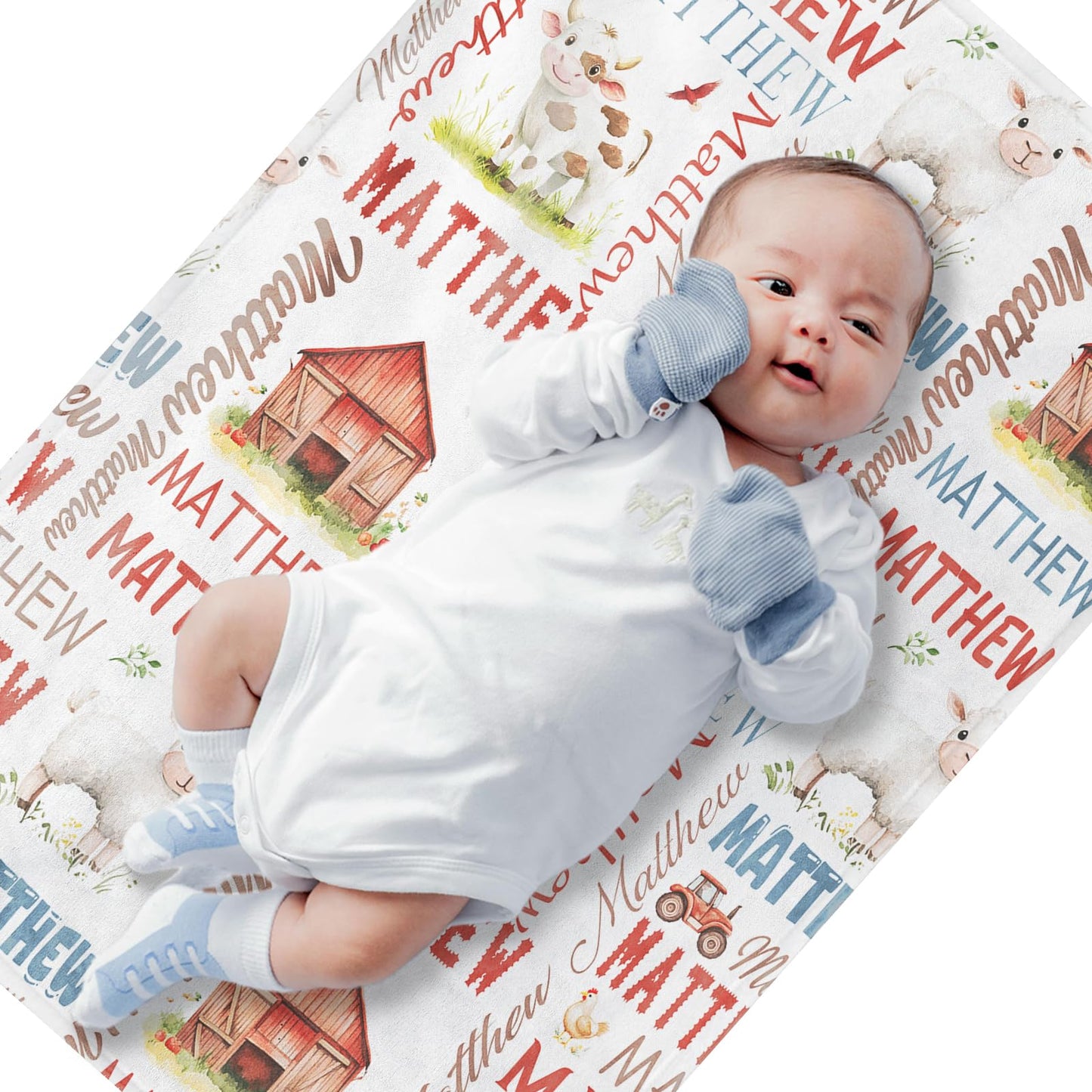 PUREFLY Personalized Baby Blanket - Custom With Name for Girls and Boys, Super Soft Plush Fleece, Personalized Gifts for Newborn