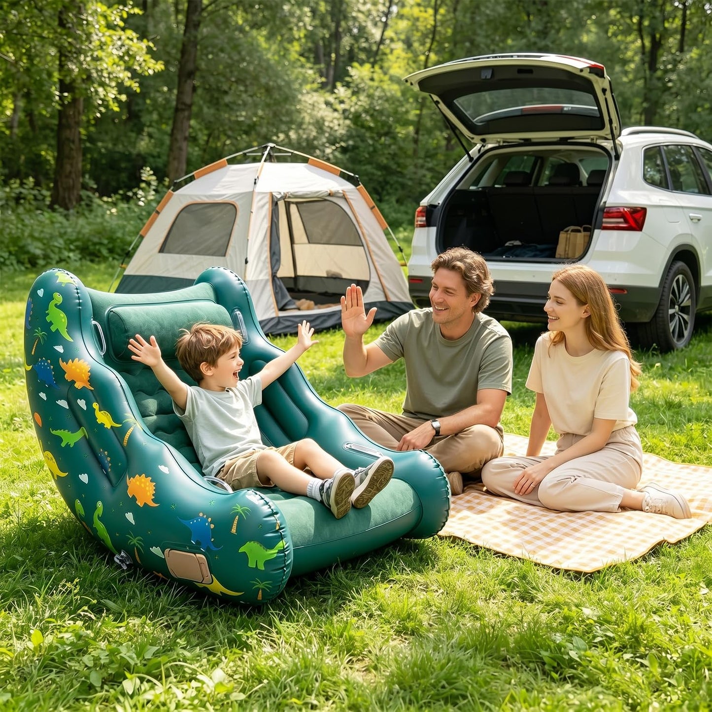 Toys for 3-12 Year Old Boys Girls, Dinosaur Inflatable Rocking Chair for Kids with 1-Click Fast Auto-Inflation, 3 4 5 6 7+ Year Old Boy Girl Birthday Gifts, Indoor Outdoor Dino Toys for Kid Ages 4-8