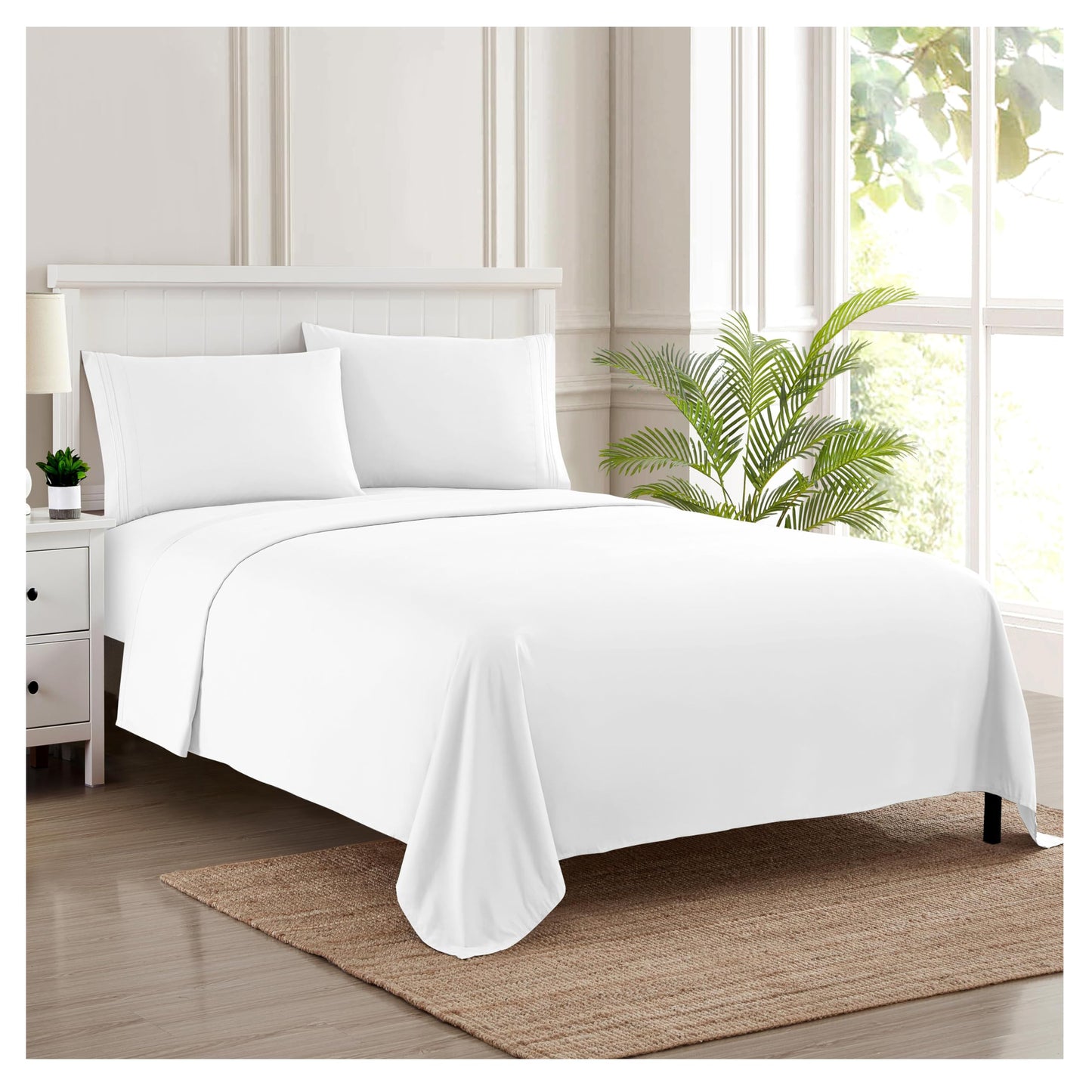 King Size Sheets - Breathable Luxury Bed Sheets with Full Elastic & Secure Corner Straps Built In - 1800 Supreme Collection Extra Soft Deep Pocket Bedding Set, Sheet Set, King, White