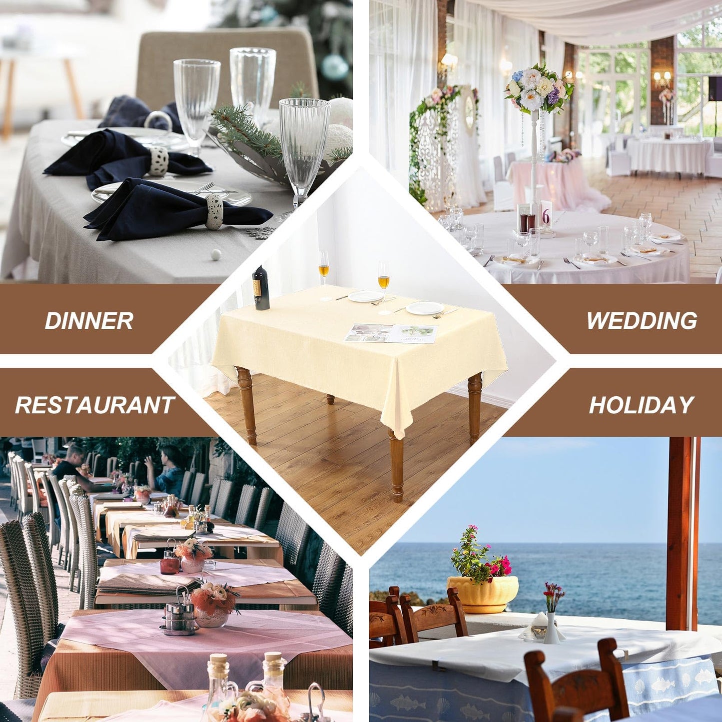 AUSSPVOCT Textured 50 Inch Round Tablecloth up to 54" Dia Tables Waterproof Spill-Proof Wipeable Table Cloth Wrinkle Free Circle Dining Table Cover for Birthday Farmhouse Outdoor Party Tablecloths .