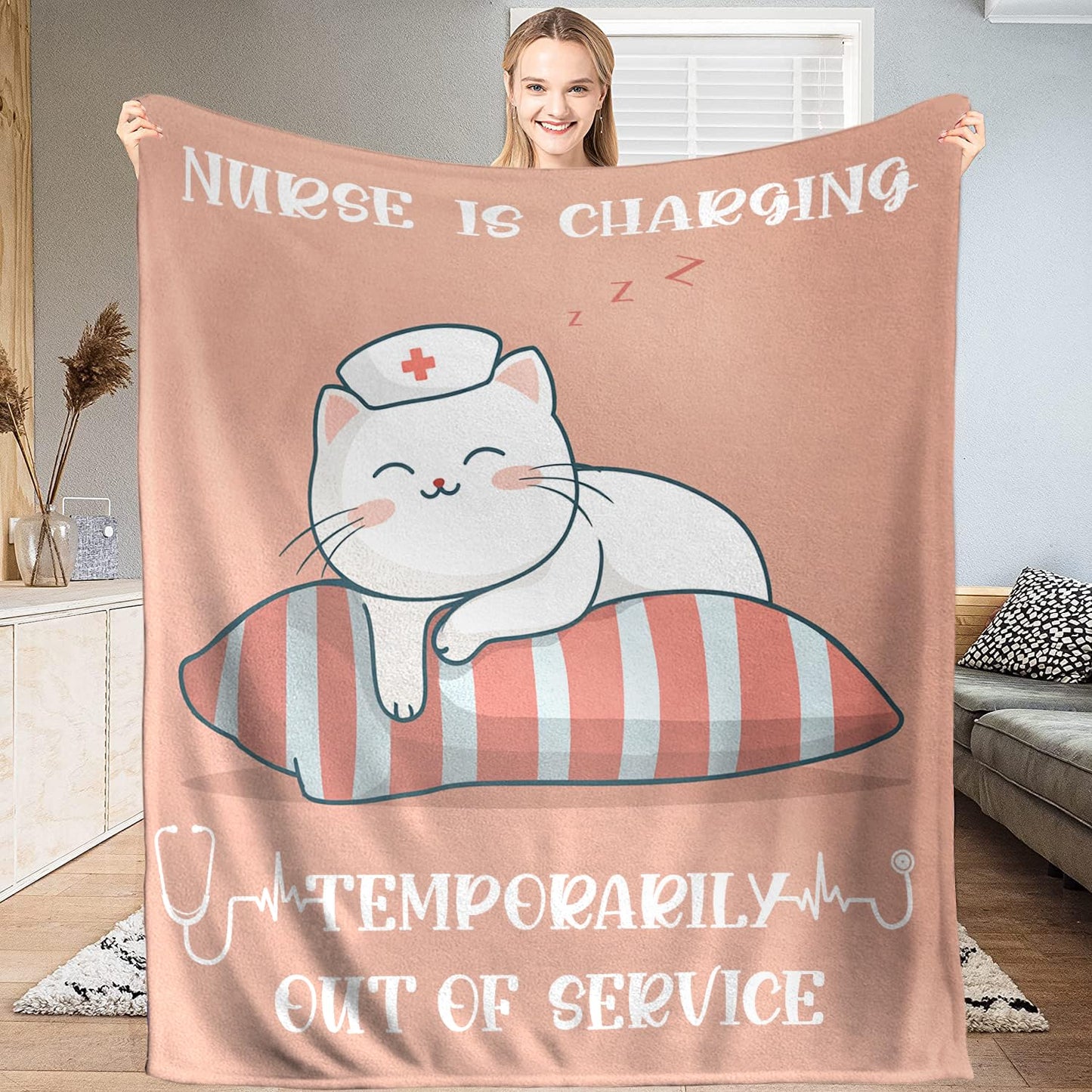 Custom Nurse Blanket Personalized Name Throw, Ultra Soft Fleece Nursing Gift for Women and Healthcare Workers, Cozy Appreciation Present, Multiple (Design 04)