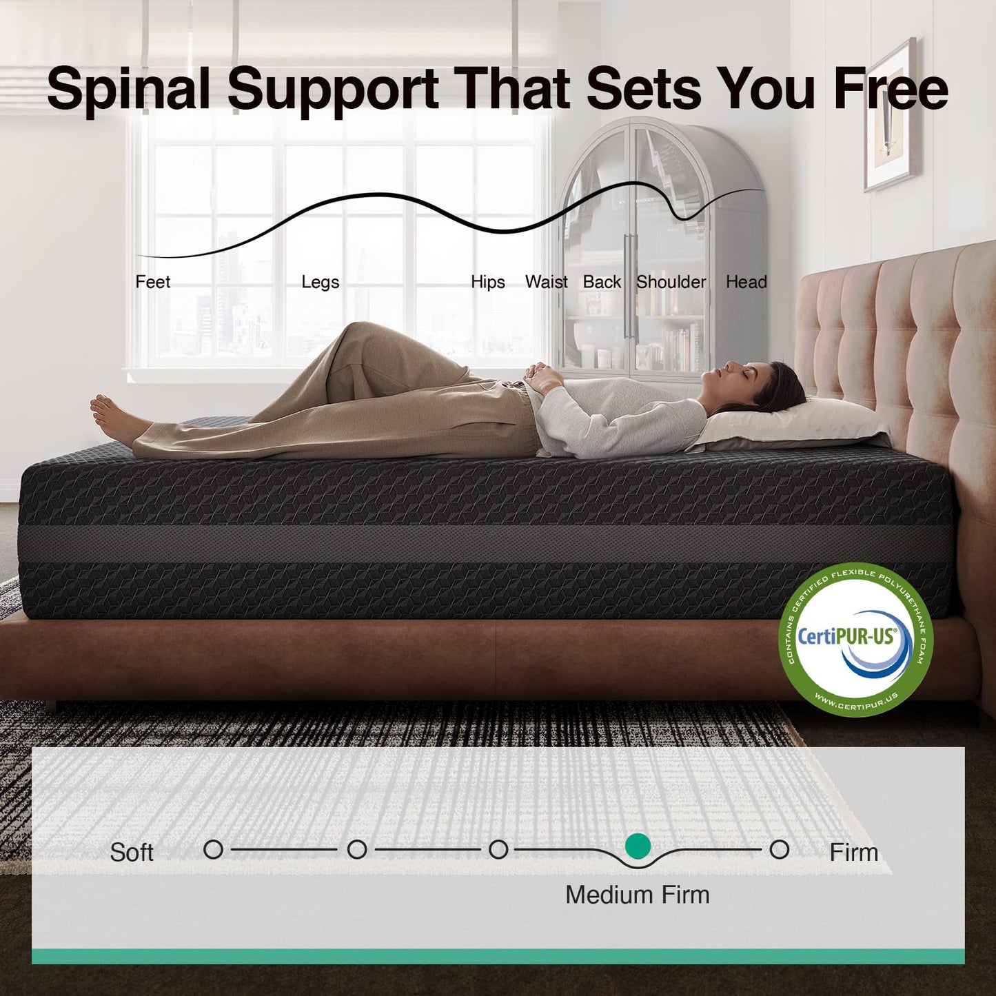 Novilla Twin Mattress 10 Inch, Twin Gel Memory Foam Mattress for Balanced Comfort & Contour Support, with Green Tea-Infused Foam, Breathable Side Panel Design, Mattresses in a Box, Medium Firm