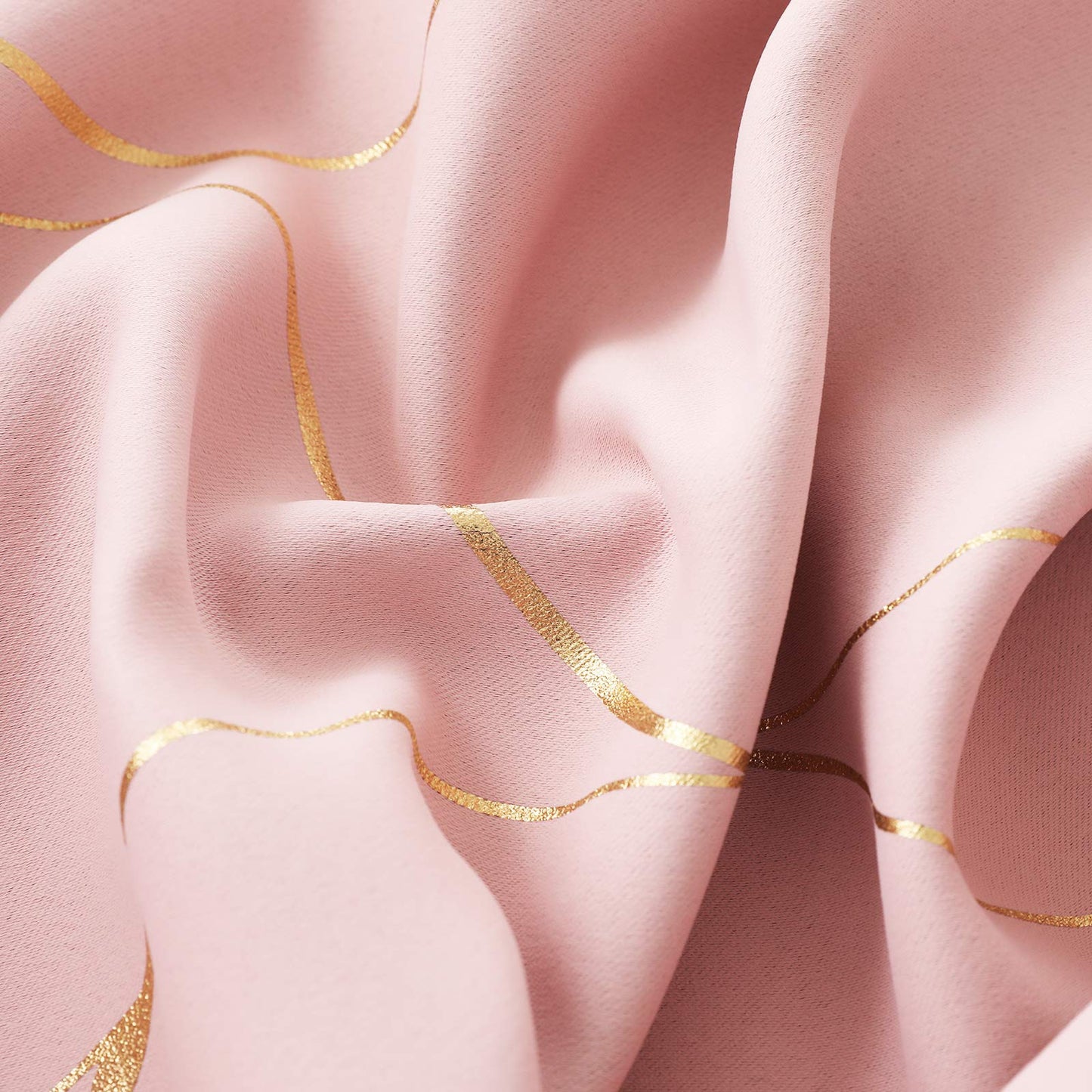 Deconovo Coral Pink Blackout Curtains 2 Panel Set for Bedroom, Thermal Insulated Grommet Room Darkening Window Drapes for Living Room, Gold Line Foil Print, 42W x 72L Inch
