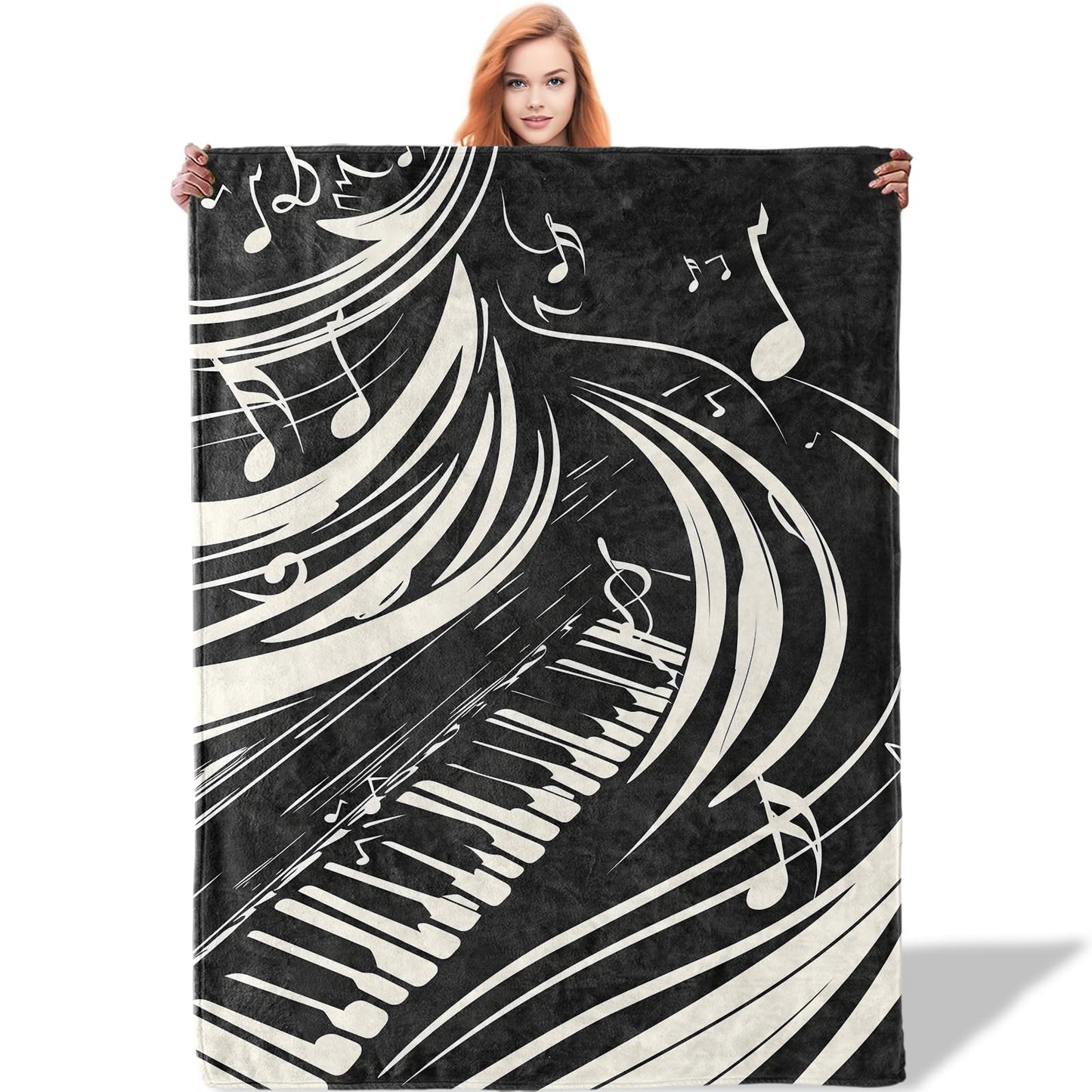Plistiz Piano Music Blanket, Lightweight Soft Fleece Blankets Gifts for Women Girls Boys Adults, Throw for Living Room, Couch, Home, Sofa Decor, 50"x60"