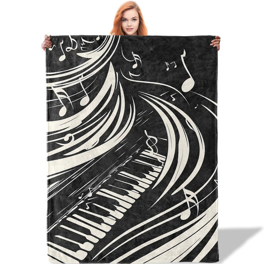 Plistiz Piano Music Blanket, Lightweight Soft Fleece Blankets Gifts for Women Girls Boys Adults, Throw for Living Room, Couch, Home, Sofa Decor, 50"x60"