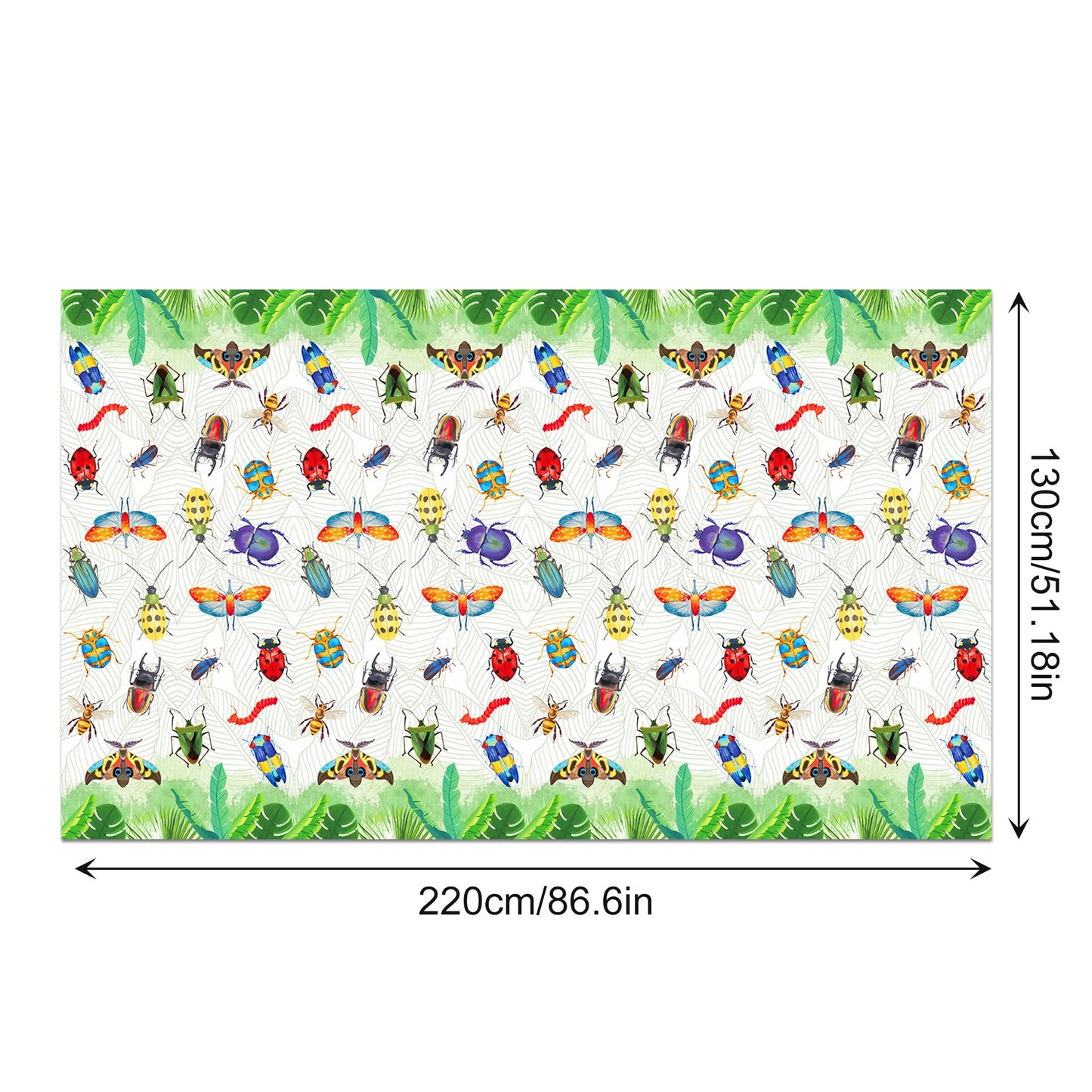 CC HOME 1 Pack Insects Party Plastic Tablecloth 54 x 87 Inch Long Rectangular Table Cover for Buffet, Birthday Party Holiday Dinner, Picnic or Tablecloth for Kitchen Event Use