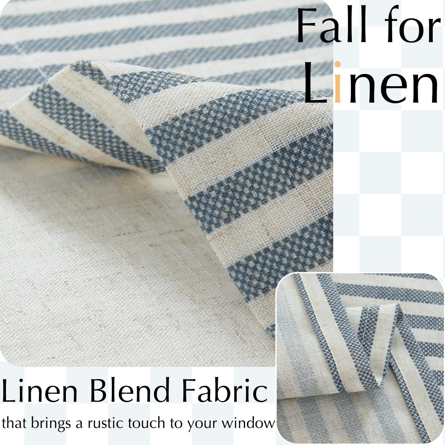 jinchan Linen Valance Kitchen Curtain Light Filter Double Layer 18 Inch