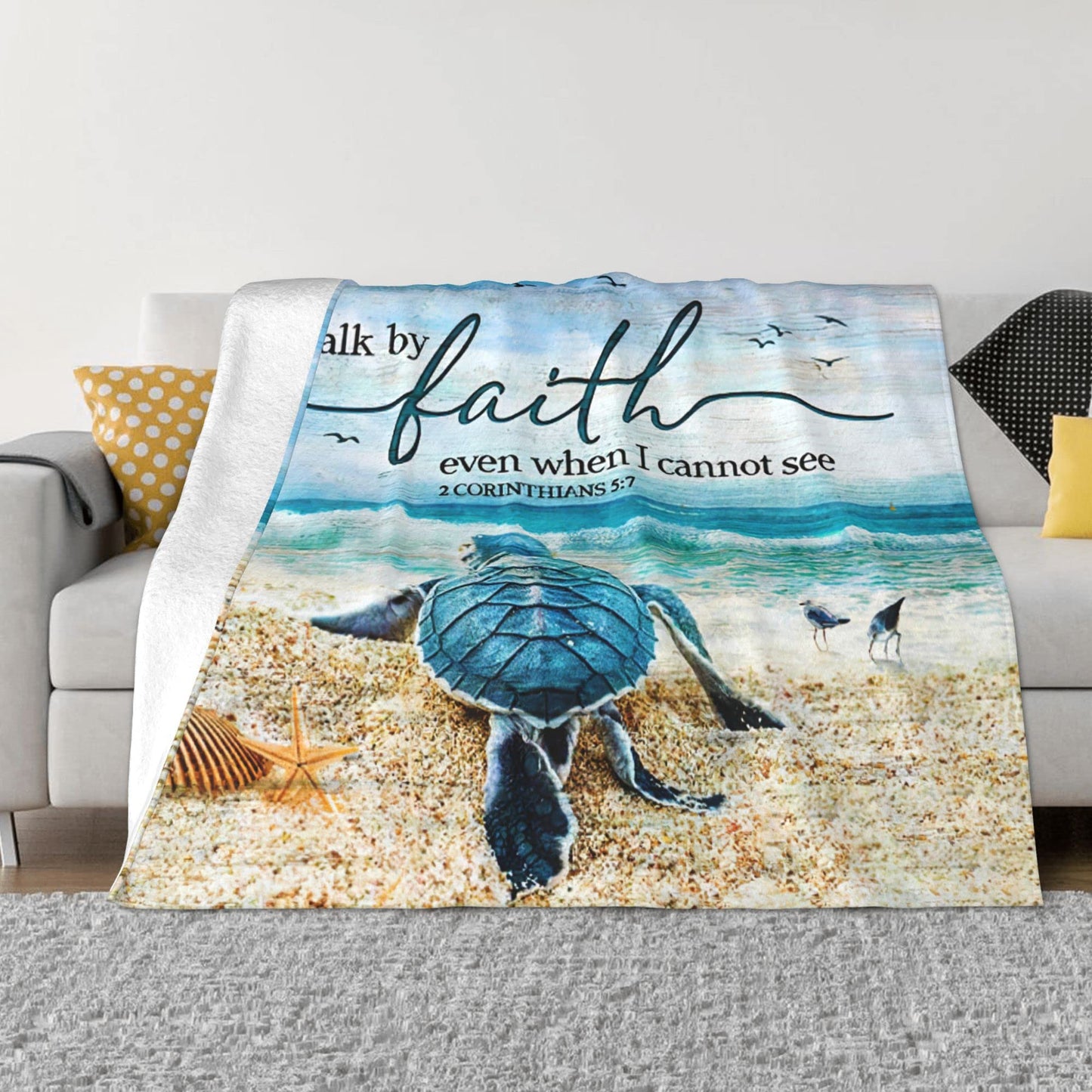 Jinflower Sea Turtle Throw Blanket Turtle Blanket for Kids Adults Super Warm Soft Cozy Plush Fleece Flannel Blanket for Sofa Couch Bed Birthday Gifts Sea Turtle Print Blanket 40"x50"