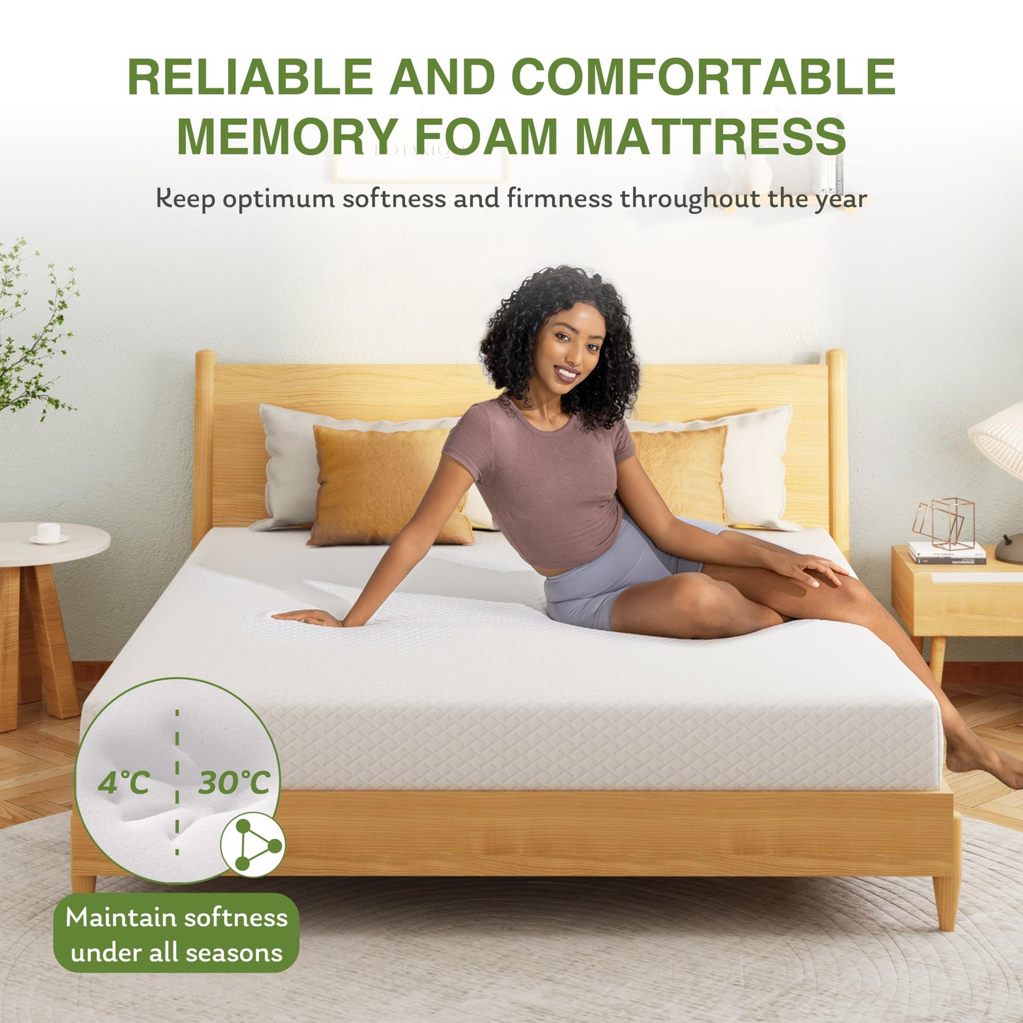 EGOHOME 5 Inch Twin Mattress for Kids, Memory Foam Mattress with Cooling Green Tea Gel, Relieve Pressure with Medium Firm Support, CertiPUR-US Certified, 75''L x 38''W, White