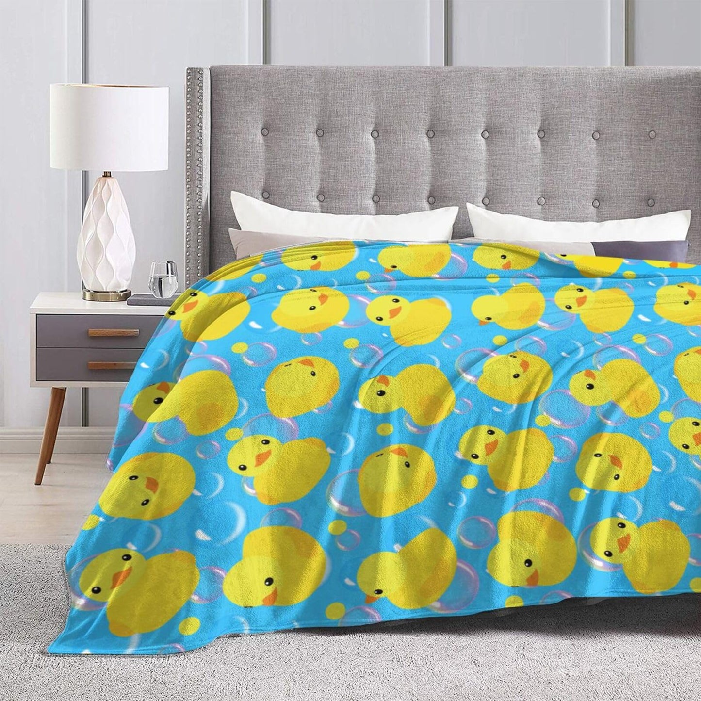 Yellow Rubber Ducks Throw Blanket Gifts Soft Warm Fleece Blankets for Bed Chair Car Sofa Couch Bedroom 60"X50"