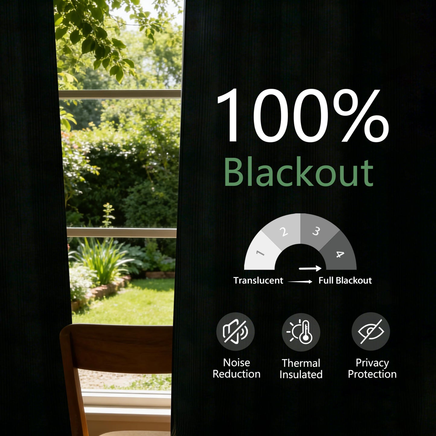 DriftAway 100% Blackout Linen Ticking Striped Curtains Double Layer Farmhouse Drapes 84 Inches Long for Living Room Bedroom Yarn Dyed Woven Thermal Insulated Rod Pocket Back Tab 2 Panels Loden Green