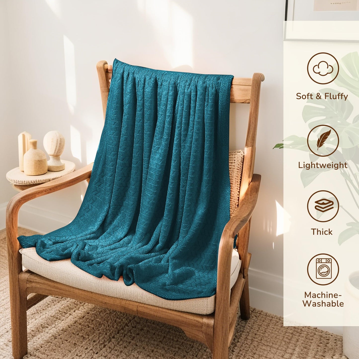 RALYSUN Flannel Throw Blanket 60x80 inches, Cozy for Couch & Bed, Outdoor Camping Travel Blanket Pet Friendly, Room Decor for Spring Summer, Mothers Gifts, Lake Blue