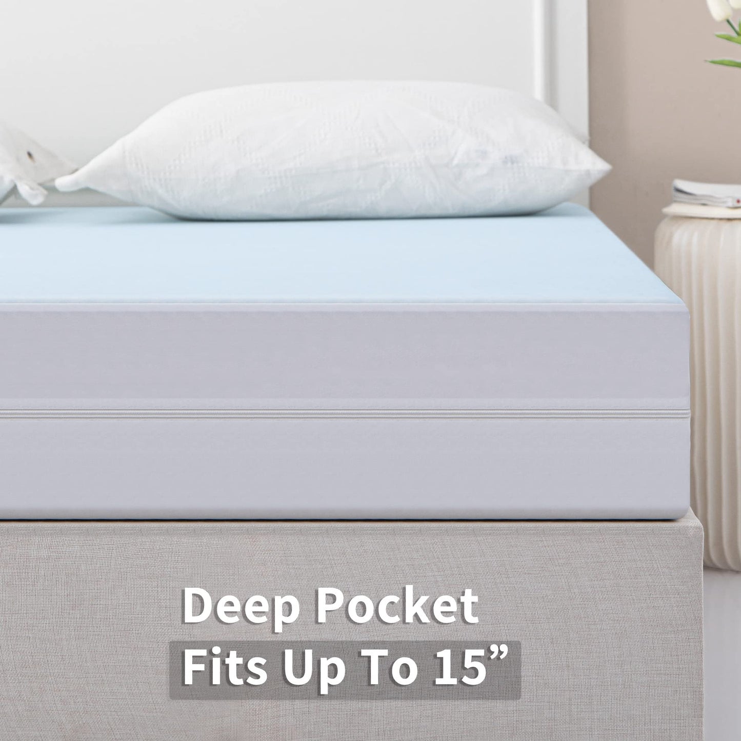 JET'S HOME Twin Zippered Mattress Encasement - 6 Sided Waterproof Mattress Protector with Zipper - Machine Washable Mattress Cover Fits 10-15 Inches