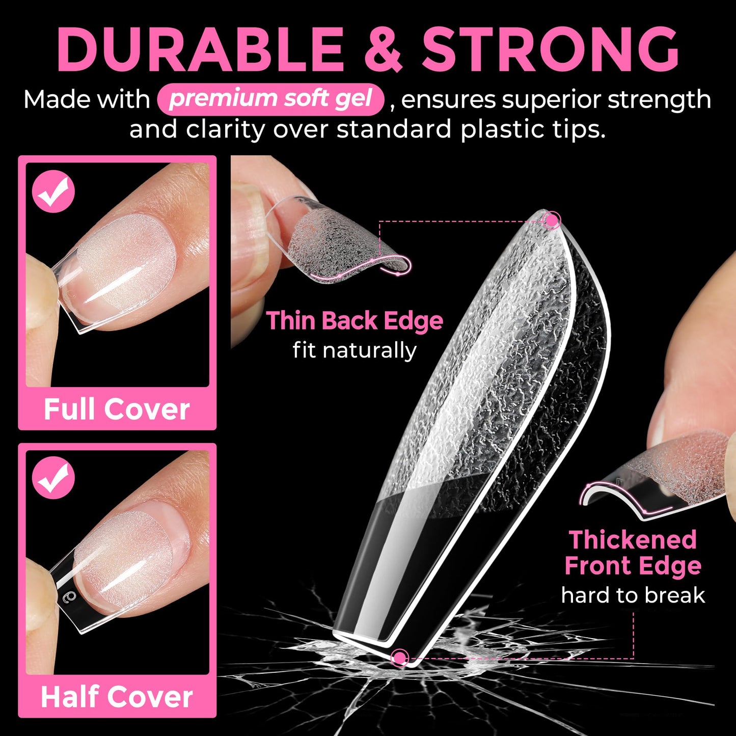 UNA GELLA Extra Short Coffin Nail Tips: XS 216pcs Pre-shape Press on Nails Extra Short Coffin Gel Tips Full Cover Acrylic Fake False Nails Extension 12 Sizes Gelly Tips