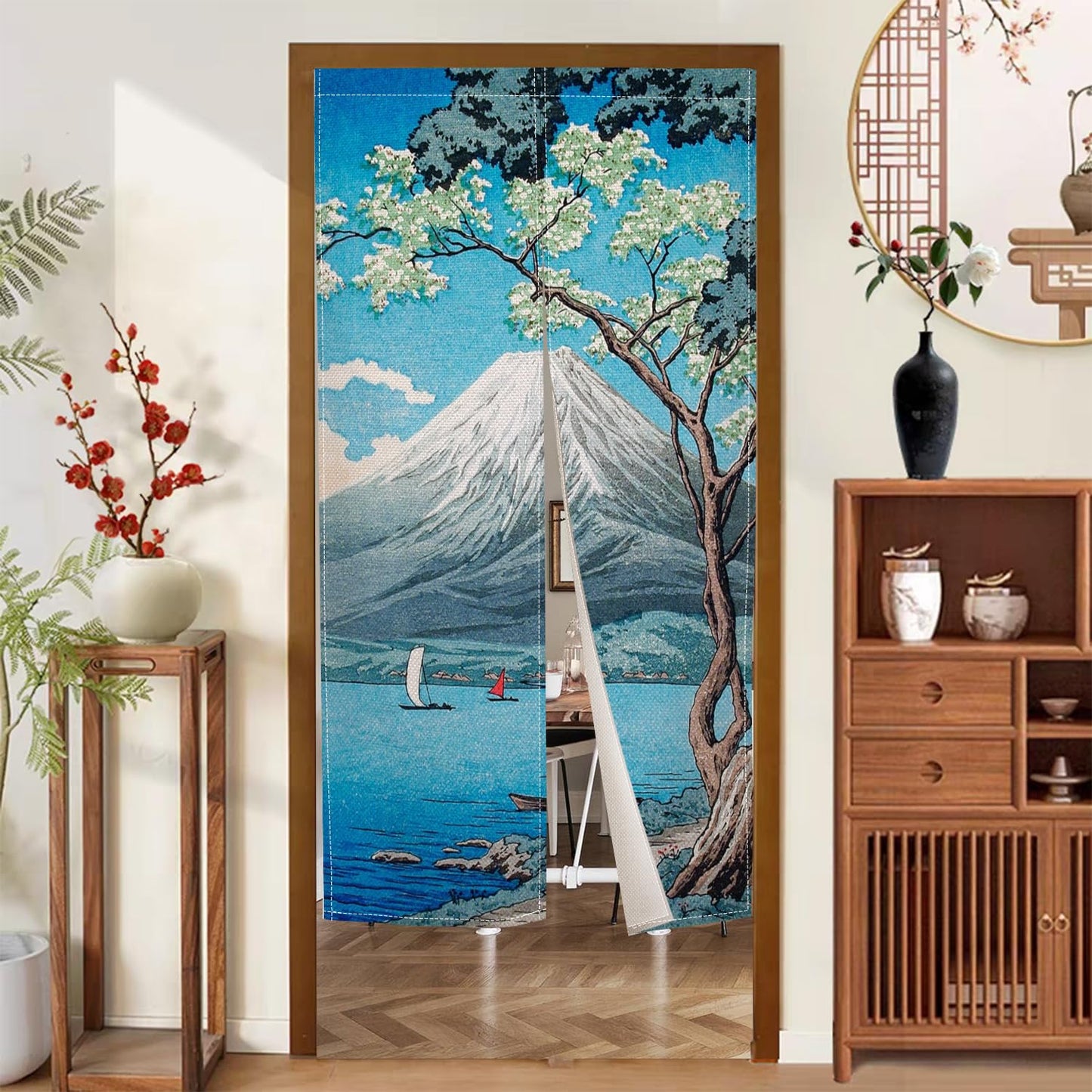 XMJJKUF Japanese Noren Doorway Curtain Long Japanese Style Door Curtain Tapestry Traditional Feng Shui Window Treatment Panel for Wall Hanging Home Divider Kitchen Decor (Blue, Mount),33.5"x 70.9"