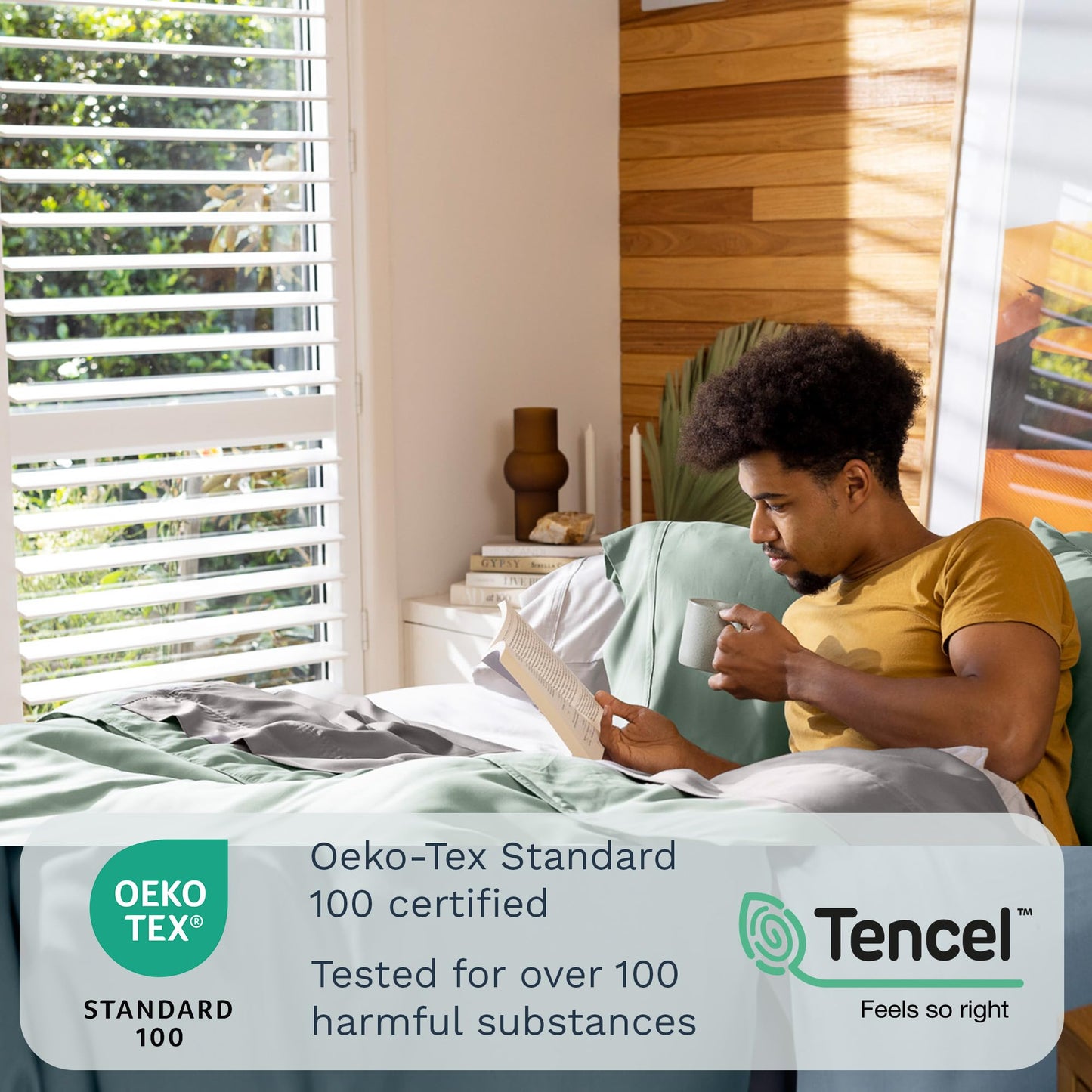 Olive + Crate Tencel Lyocell Eucalyptus Twin Sheets Set - Extra Long Sheet Set - Cooling Tencel Sheets for Hot Sleepers with 16 Inch Deep Pocket Fit - Spring Sage 3-Piece Set