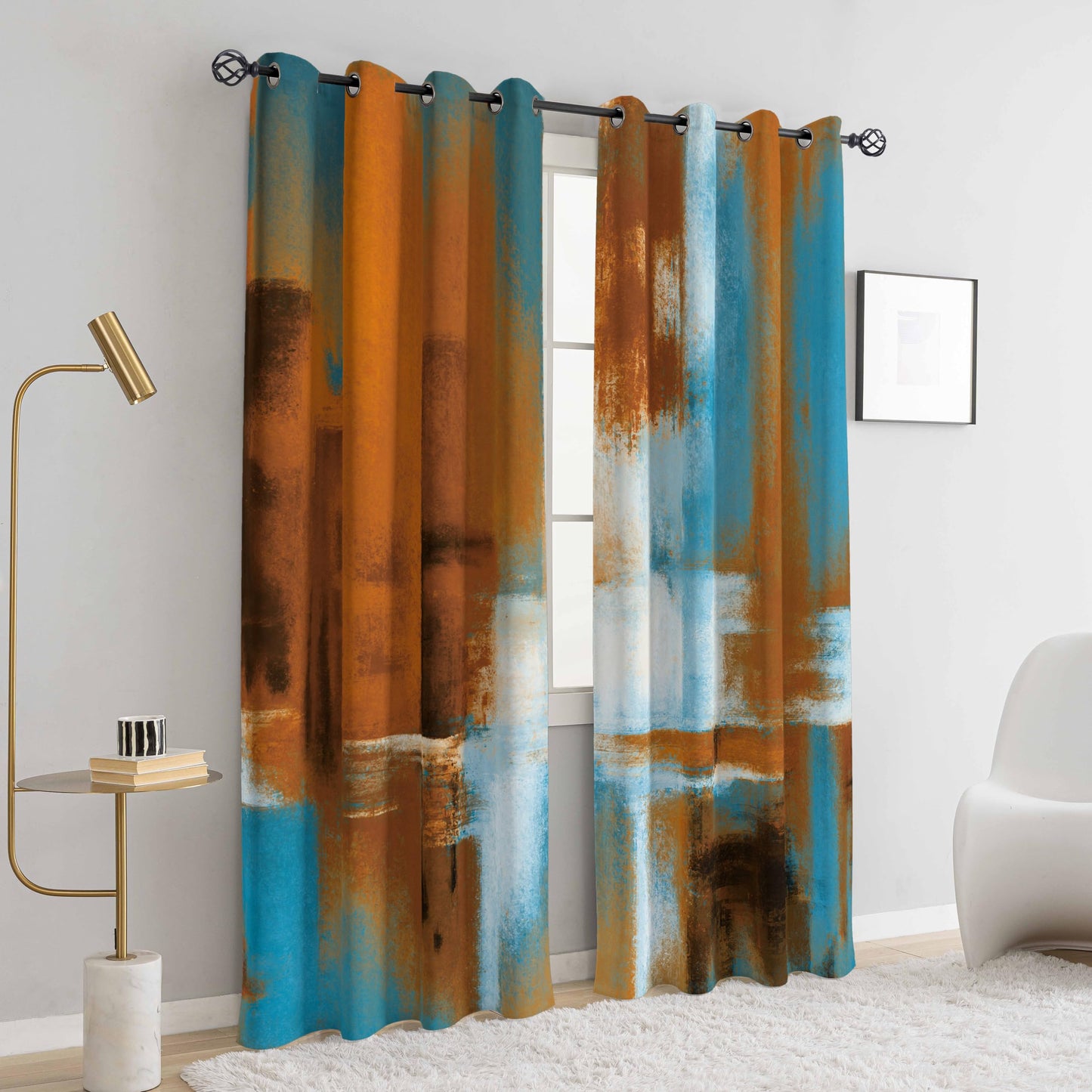 Asuexpect Rust Curtains 2 Panels Abstract Curtain Room Darkening Grommet Window Drapes Modern Decorative Window Treatments for Bedroom Living Room, 52x84 Inches