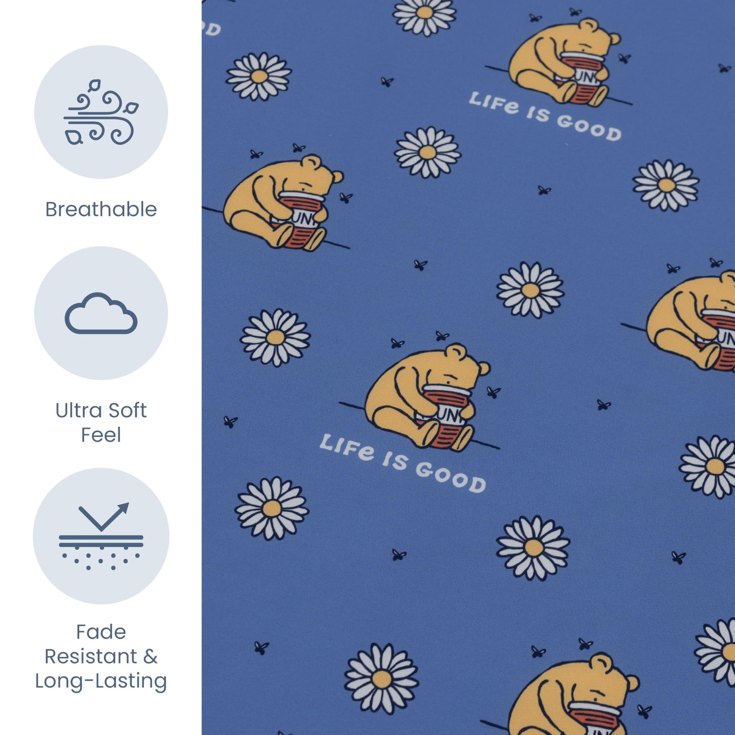 Berkshire LIG® Twin Flat Sheet (Only), Brushed Microfiber Sheet with Cute Cartoon Characters, Soft, Breathable, Easy-Care Bedding for LIG Fans, Spring Hunny Small Cornflower Blue