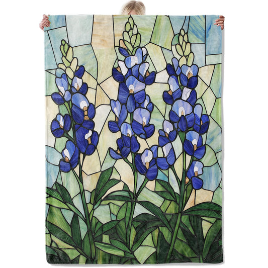 Aonimonis Bluebonnet Floral Throw Blanket Gifts for Women Adults Girls, Soft Fuzzy Warm Cozy Flannel Blankets for Bedroom, Travel, Couch, Home Decor 50x60 in