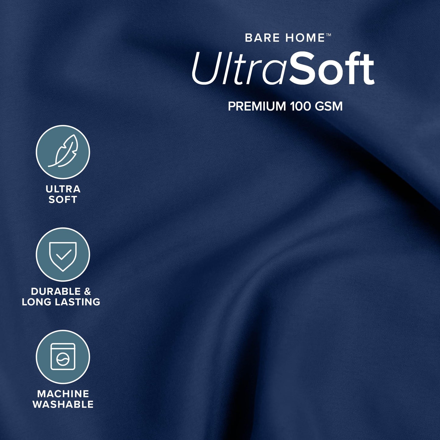 Bare Home Bed-in-A-Bag 7 Piece Comforter & Sheet Set - Queen - Goose Down Alternative - Ultra-Soft 1800 Premium - Bedding Set (Queen, Dark Blue/Dark Blue)