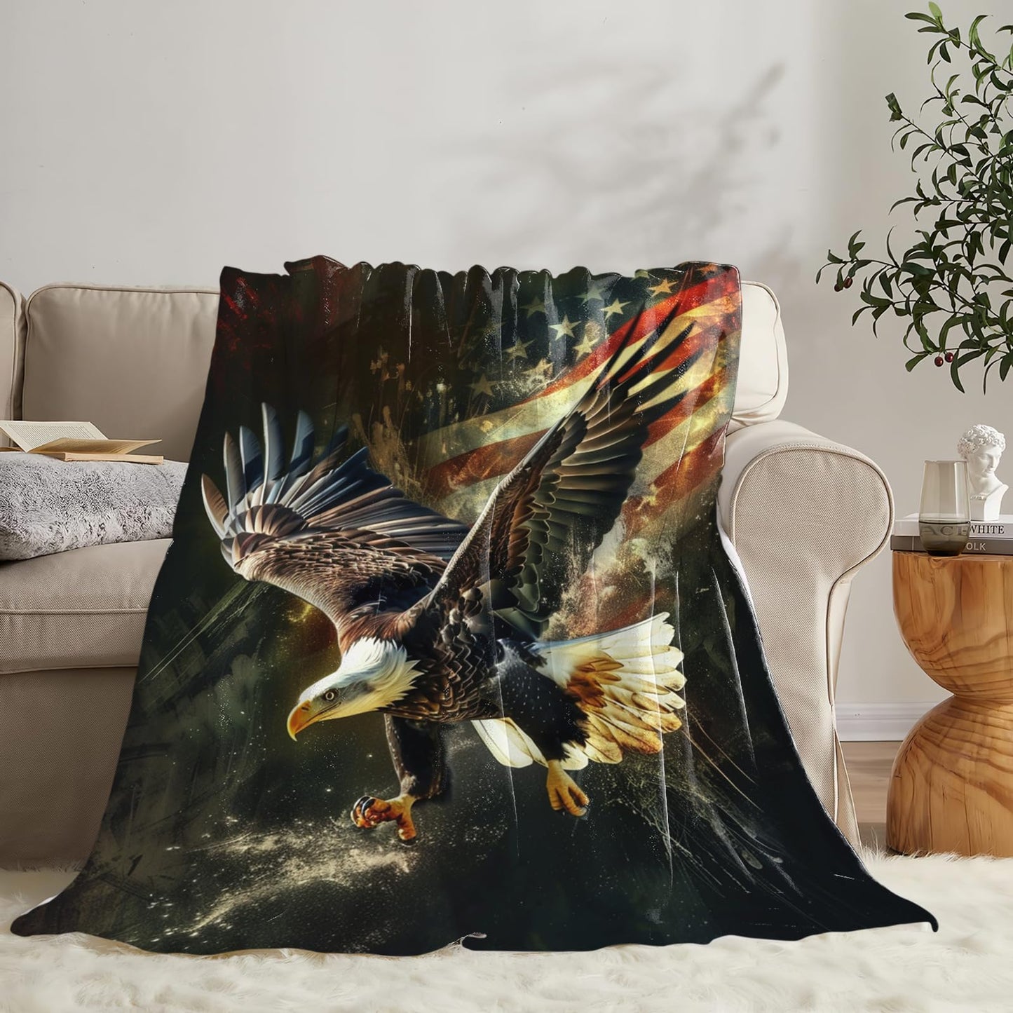 Tijuboni American Eagle Throw Blanket Eagle Gifts for Girls Boys Women Men Kids Adults Soft Flannel Fleece Blanket for Couch Sofa Bed Home Decor 40"x50"