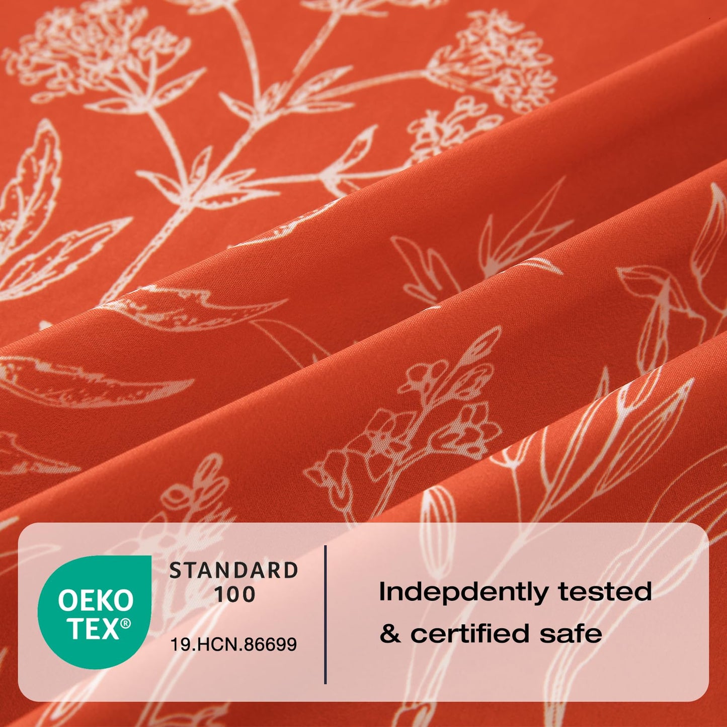 Yibeizi Queen Sheet Set Deep Pocket Queen Size Orange Floral Bed Sheets Set, Boho Printed Soft Microfiber Oeko-Tex Sheets & Pillowcases Hypoallergenic Wrinkle Free Bedsheets