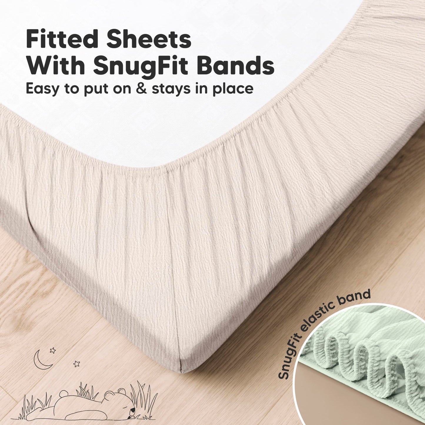 KeaBabies 2-Pack Muslin Crib Sheets for Boys, Girls - 100% Organic Cotton Fitted Baby Crib Mattress Sheet, Soft Breathable Standard Toddler Bed Cover Bedding Set, Neutral, Durable 52x28 (Sage)