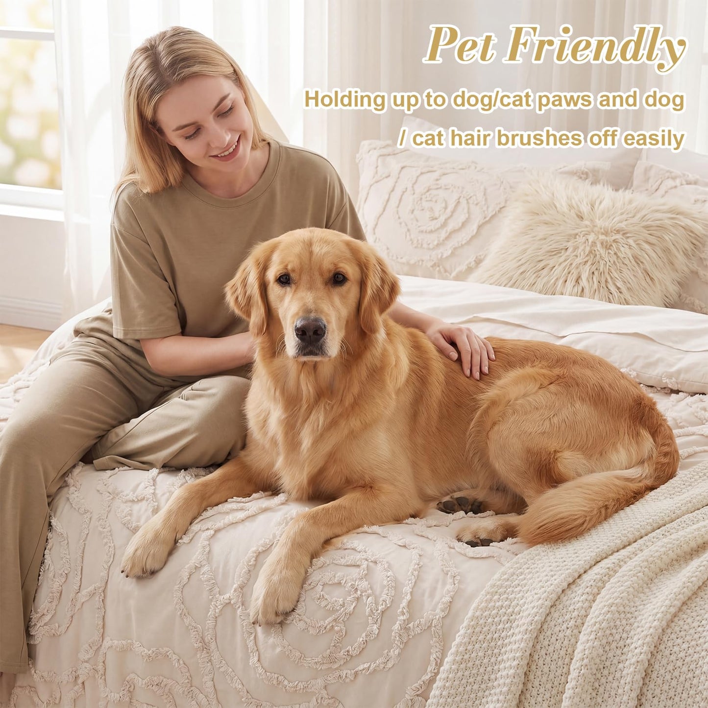 Wrenley Vale 7 Pieces Comforter Set Queen Khaki Tufted Rose Ultra Soft Fluffy Boho Tufted Comforter Set All Season Bed in a Bag Set Shabby Chic Farmhouse Rustic Style Bedding
