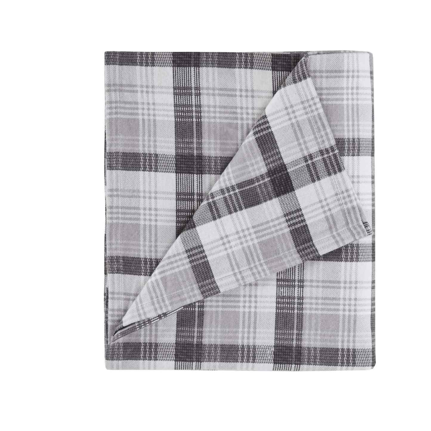 Woolrich Cotton Sheet Set Cottage Charms Print, 100% Cotton Flannel Sheets Warm & Fuzzy Bedding Set Queen Size Sheets, Fitted Pocket Fits Up to 14" Mattress, Queen Grey Plaid, 4 Piece