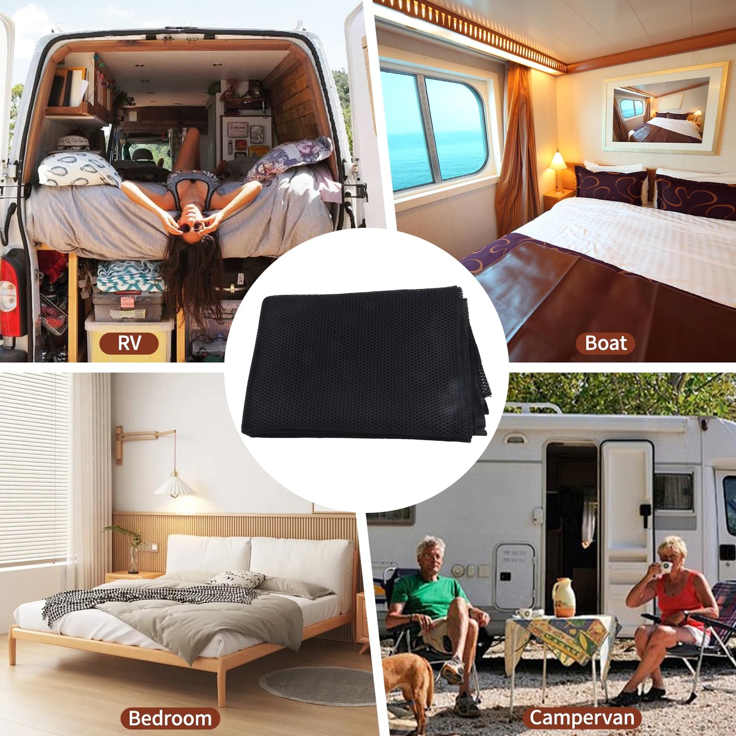 RV Mattress Underlay, 80 X 60 inch 3D Air Meshfiber Under Mattress Ventilation, RV Queen Mattress Pad for RV Bed, Campers, Boats
