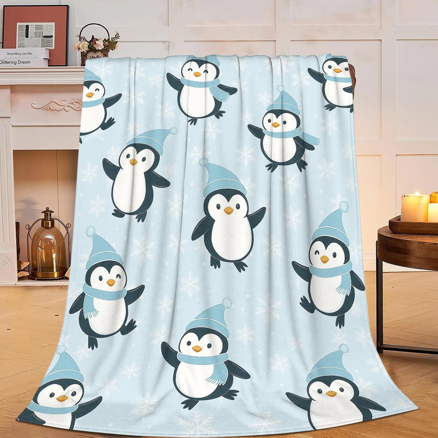 Penguin Blanket Cute Antarctica Penguins Throw Blanket Soft Warm Cozy Fleece Fuzzy Plush Winter Animal Flannel Blankets Gifts for Girls Women Boys Kids Adults 40"X50"