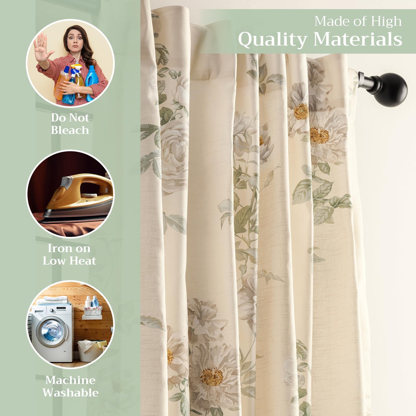 Maison d' Hermine Curtains for Living Room 100% Cotton 96 inch Length One Panel Light Filtering Curtains for Windows with Rod and Loop Pockets Spring Summer (Villette - Dove Grey, 50" W x 96" L)
