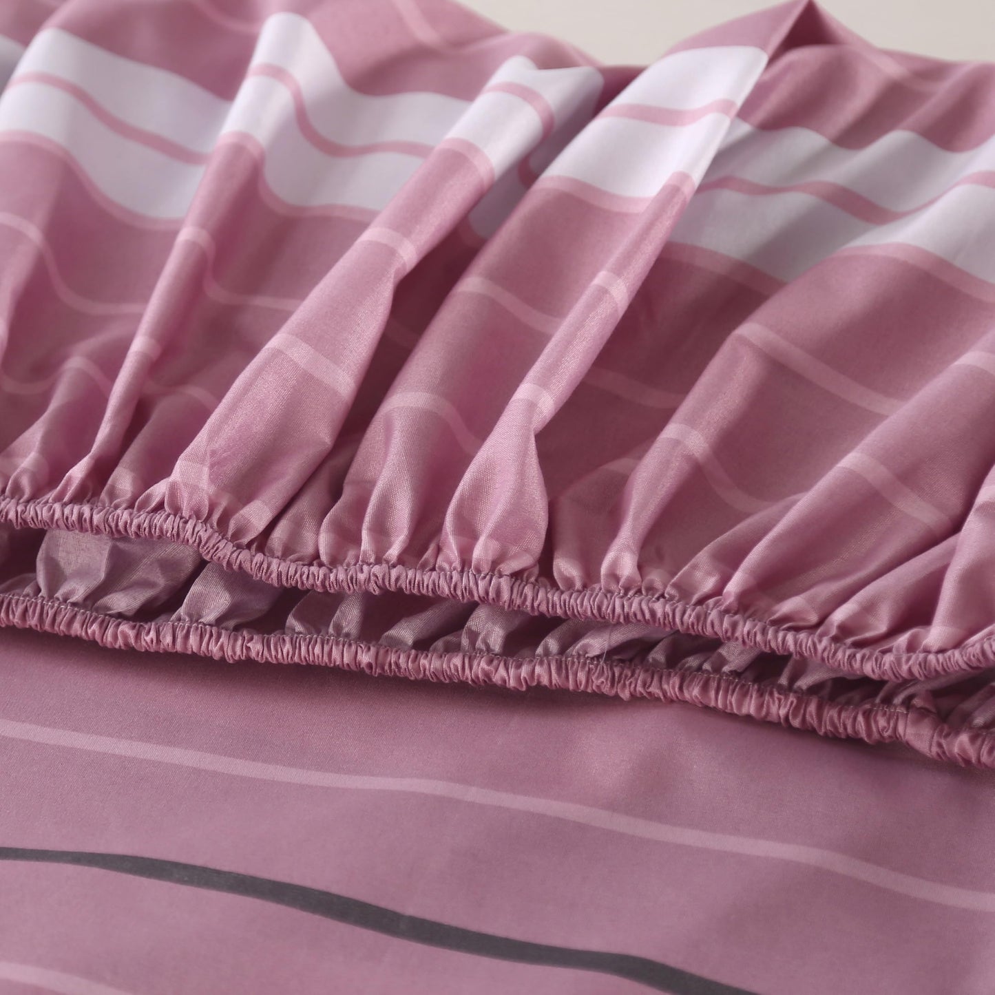 SDIII 4 Pieces Pink Striped Twin Sheets Set, Soft Microfiber Striped Sheets Twin Size Deep Pocket, Hot Pink Stripe Bed Sheet Set All Season